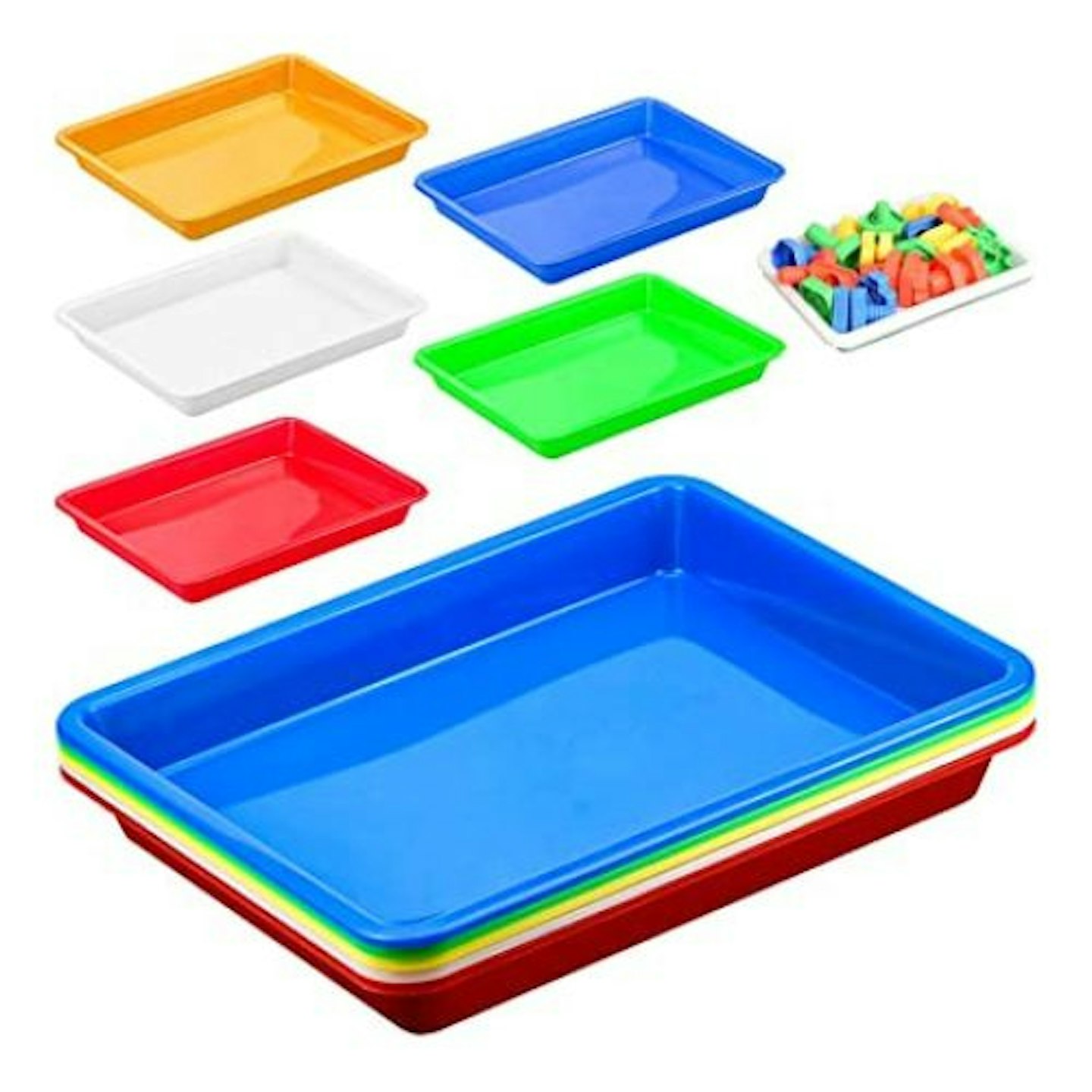 5 Pcs Plastic Serving Tray Multicolor Play Art Activity Trays
