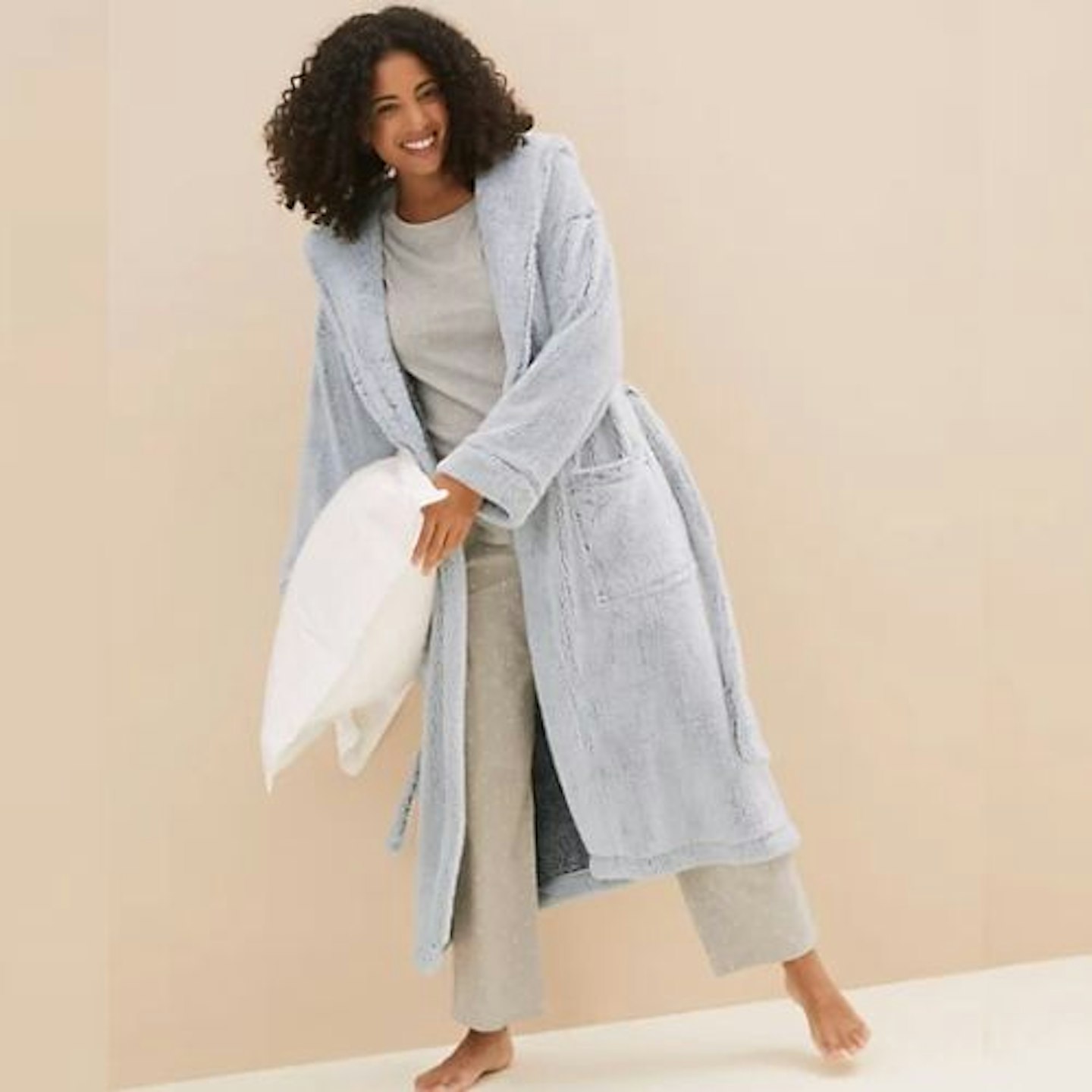 M&S Collection Fleece Hooded Dressing Gown