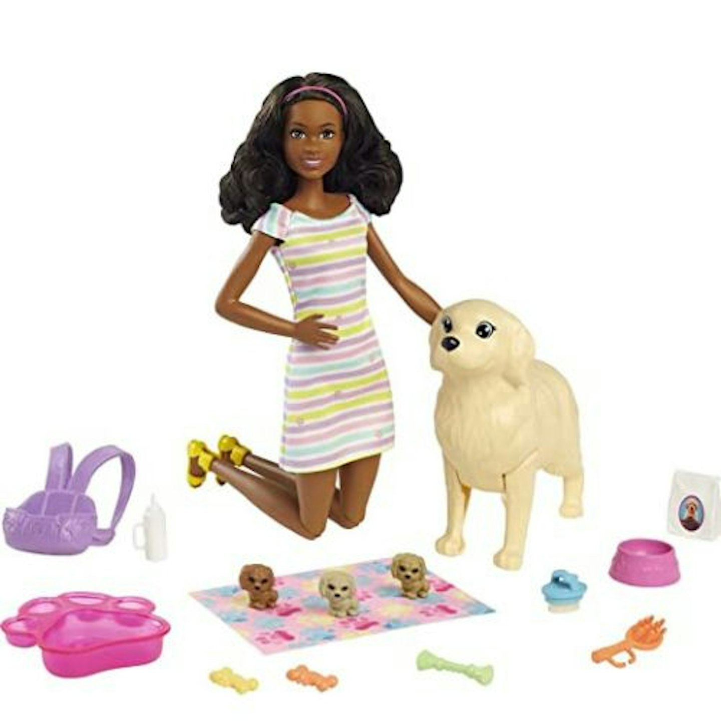 Barbie Doll And Newborn Pups Playset With Barbie