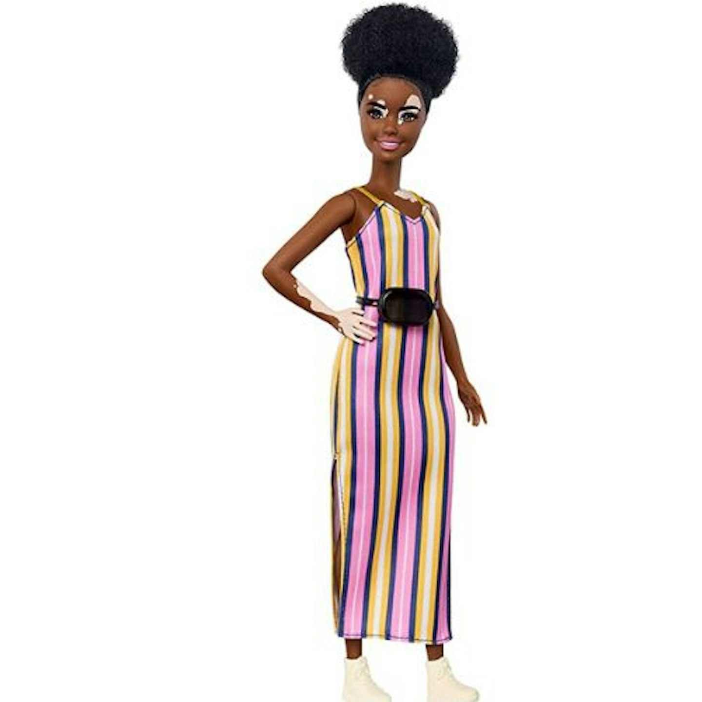 Barbie GHW51 Fashionistas Doll with Vitiligo and Curly Brunette Hair 