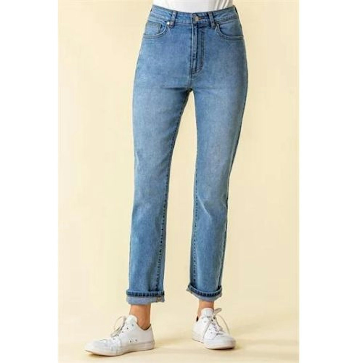 Blue Slim Leg Stretch Mom Jeans