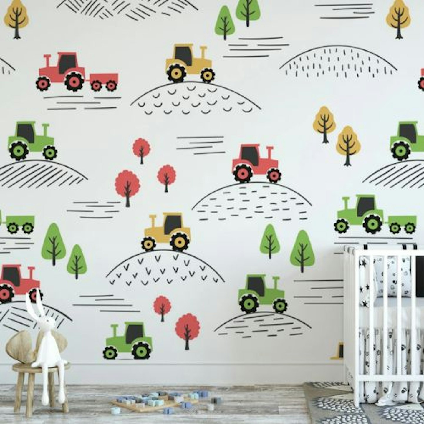 Colorful Tractors Removable Wallpaper