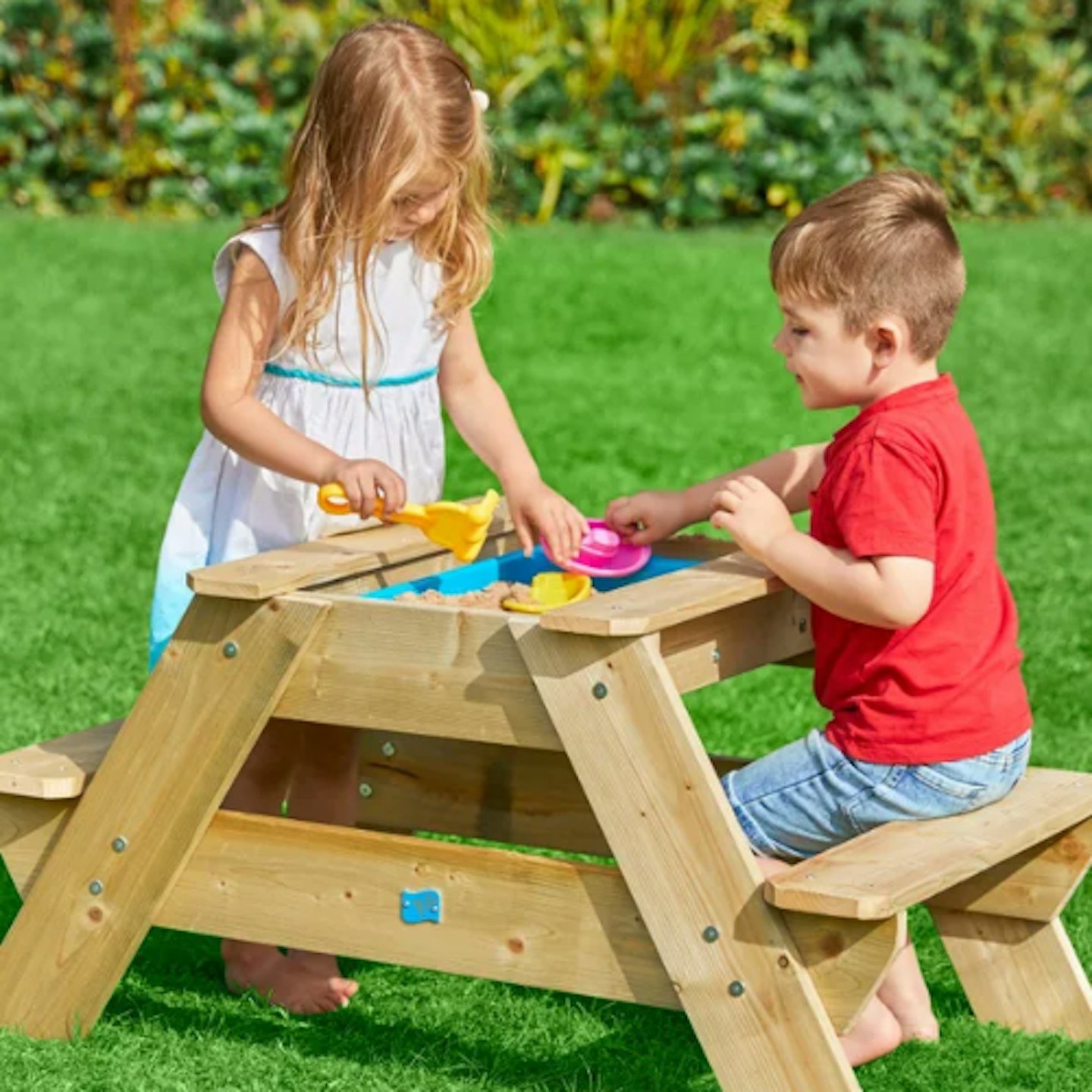 JoJo Maman Bebe Tp Toys Early Fun Wooden Picnic Table Sandpit