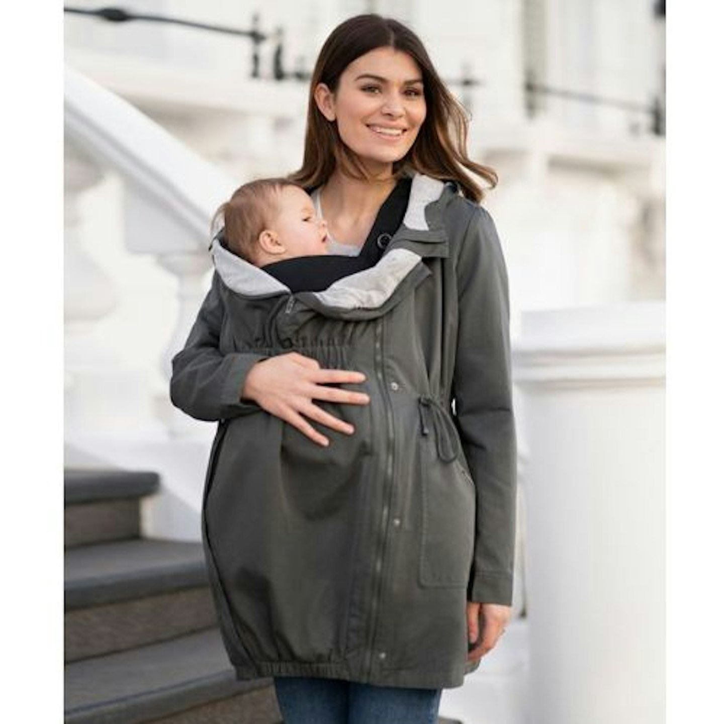 Khaki Utility Parka 4-in-1 Maternity to Babywearing Jacket with Hood