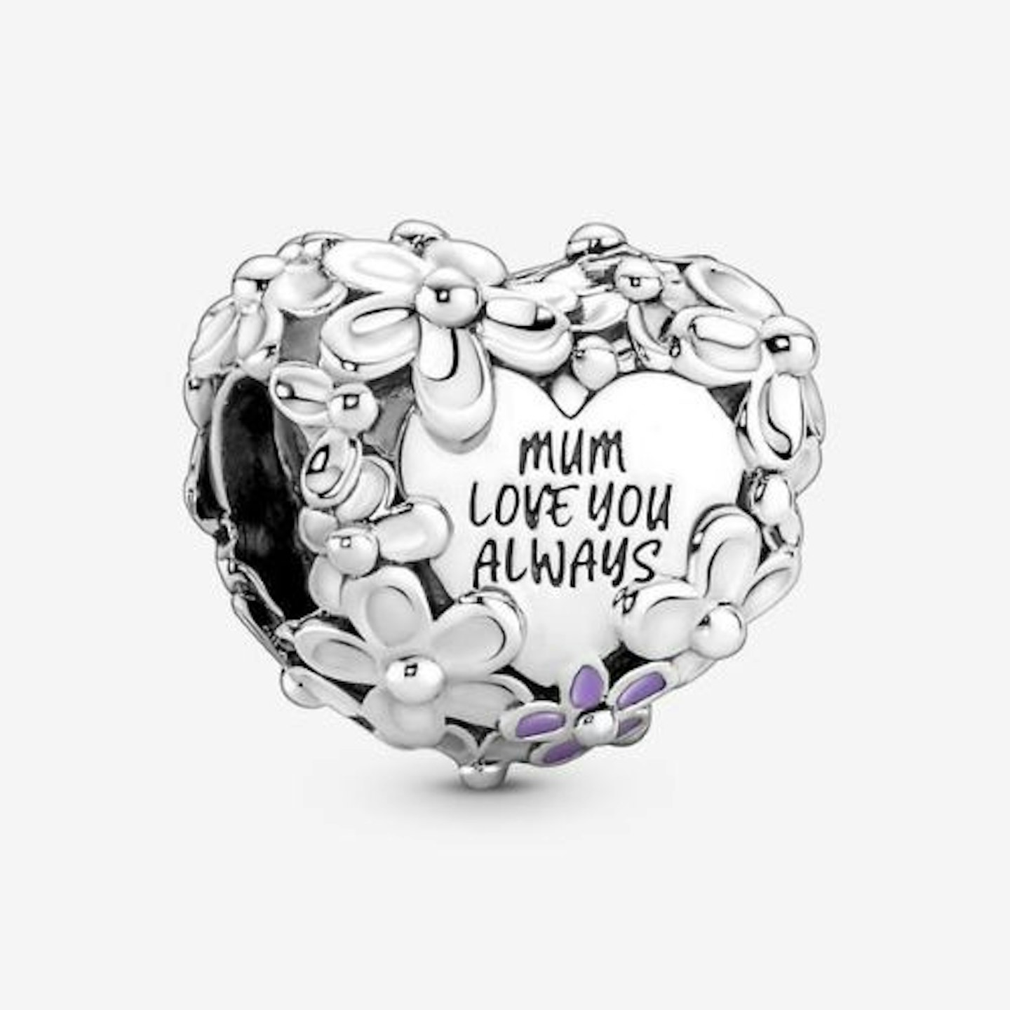 Mum Daisy Heart Charm