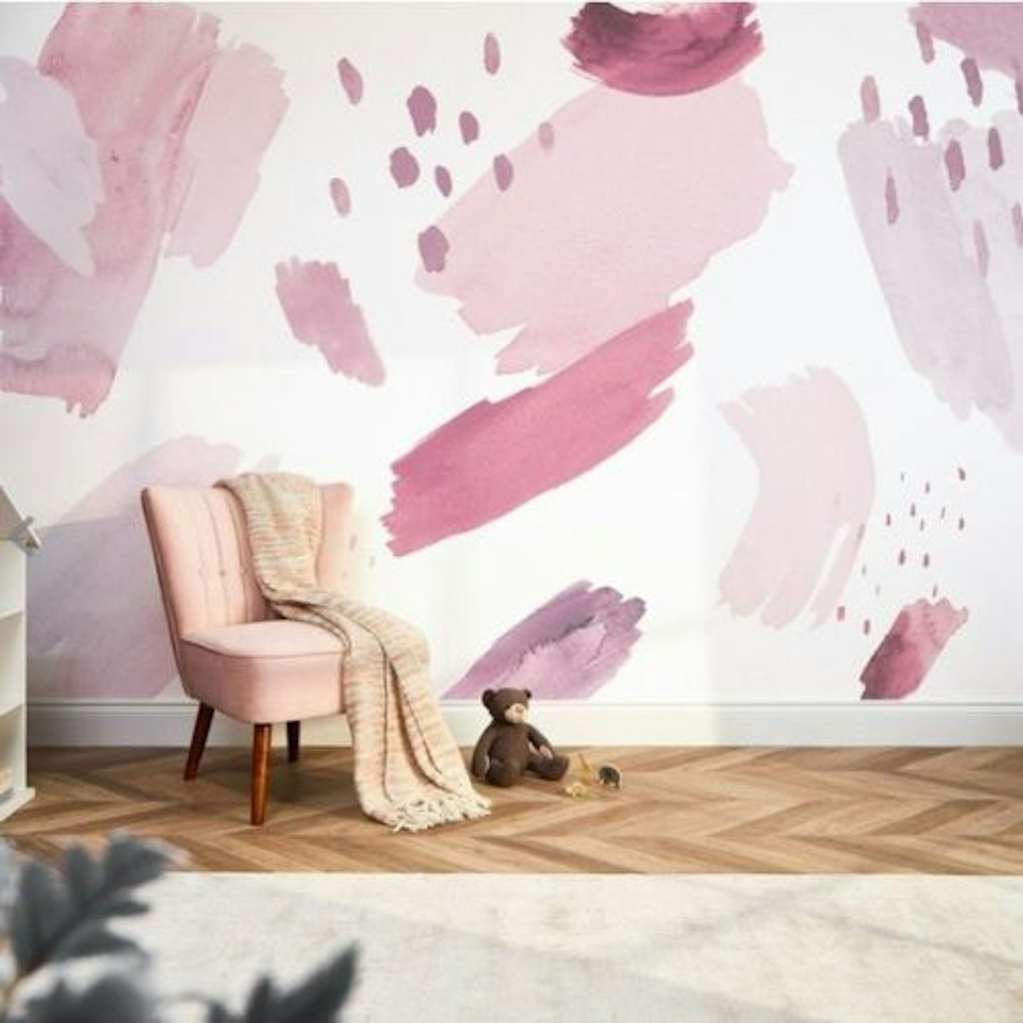 Painters Palette mural in pink & crimson