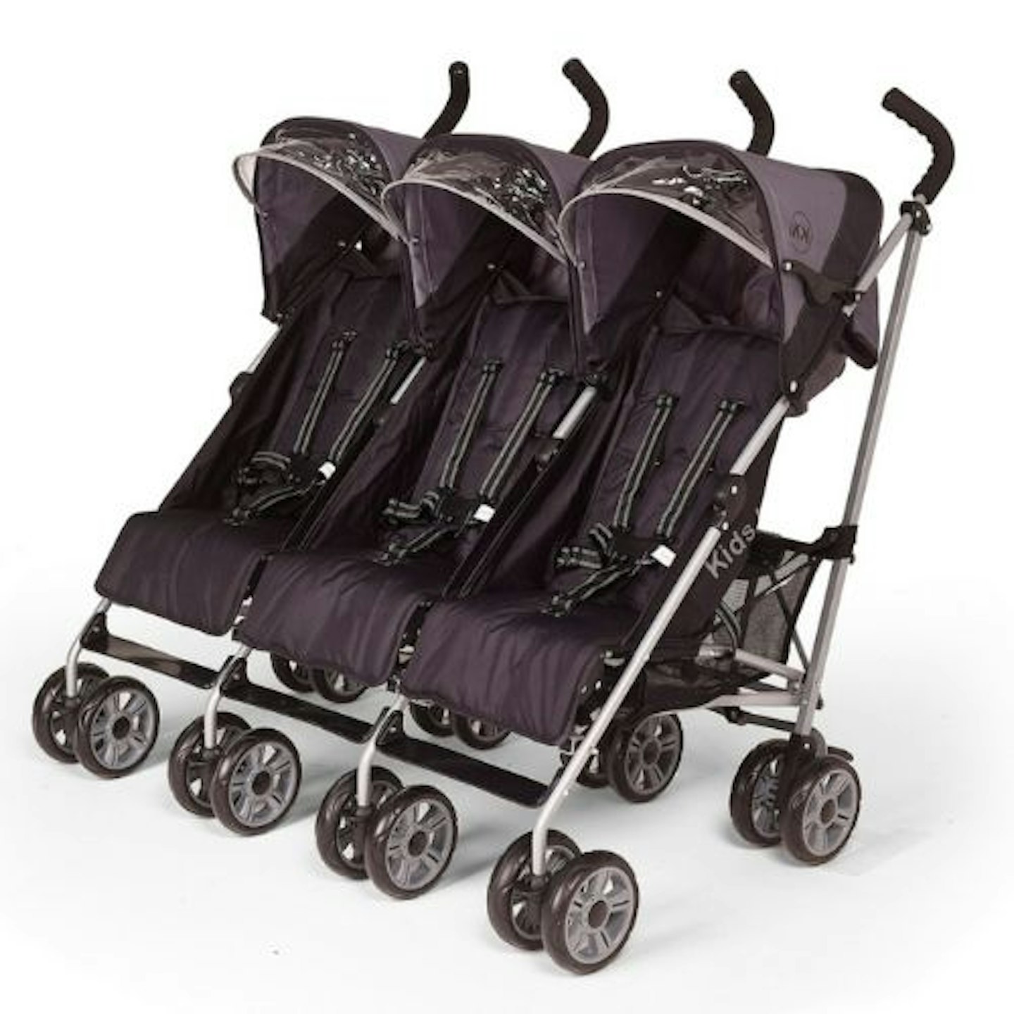 Kids Kargo Triple Pushchair With Raincover & Safety Strap Reflector Strips