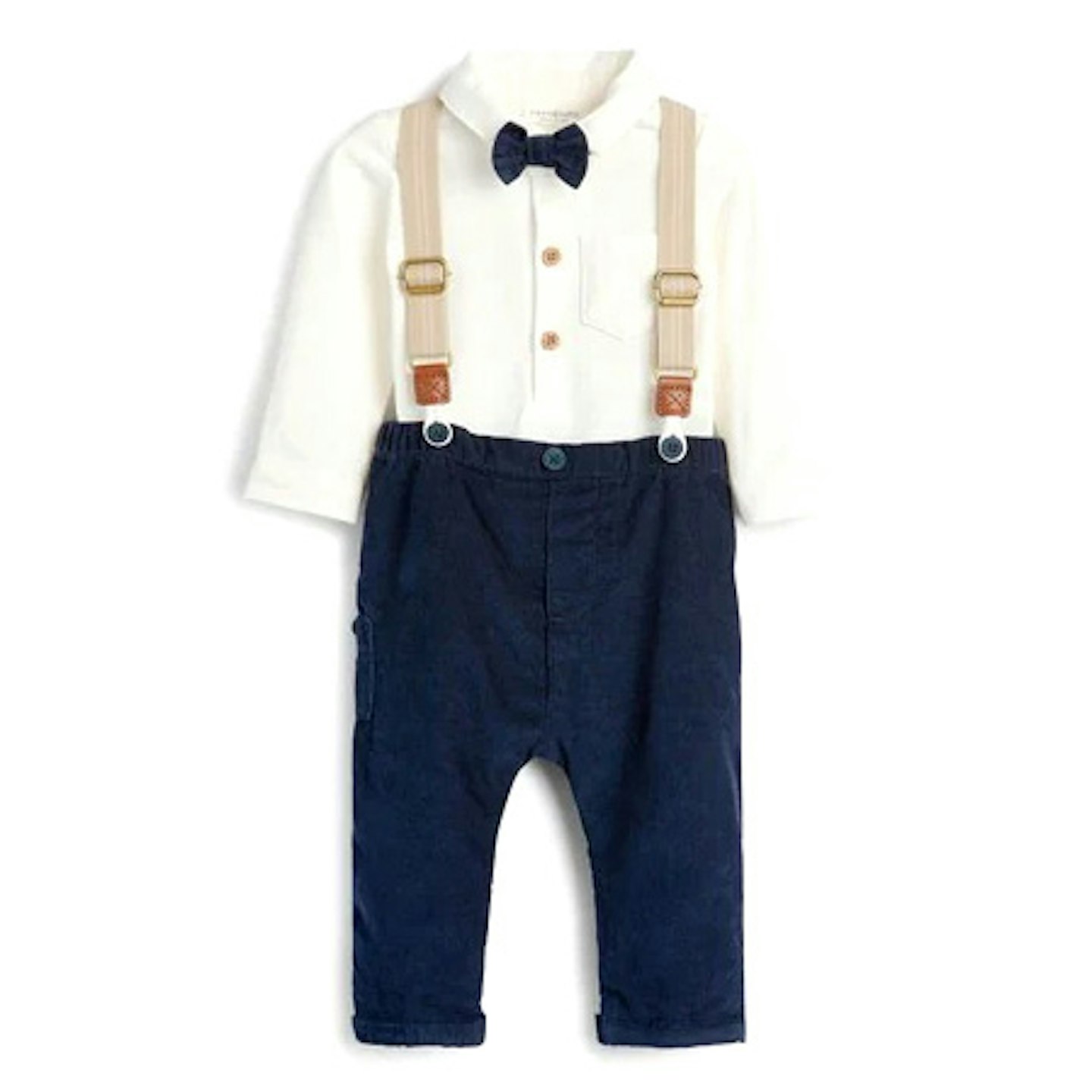 Smart Baby 4 Piece Shirt Body, Bow Tie, Trousers And Braces Set