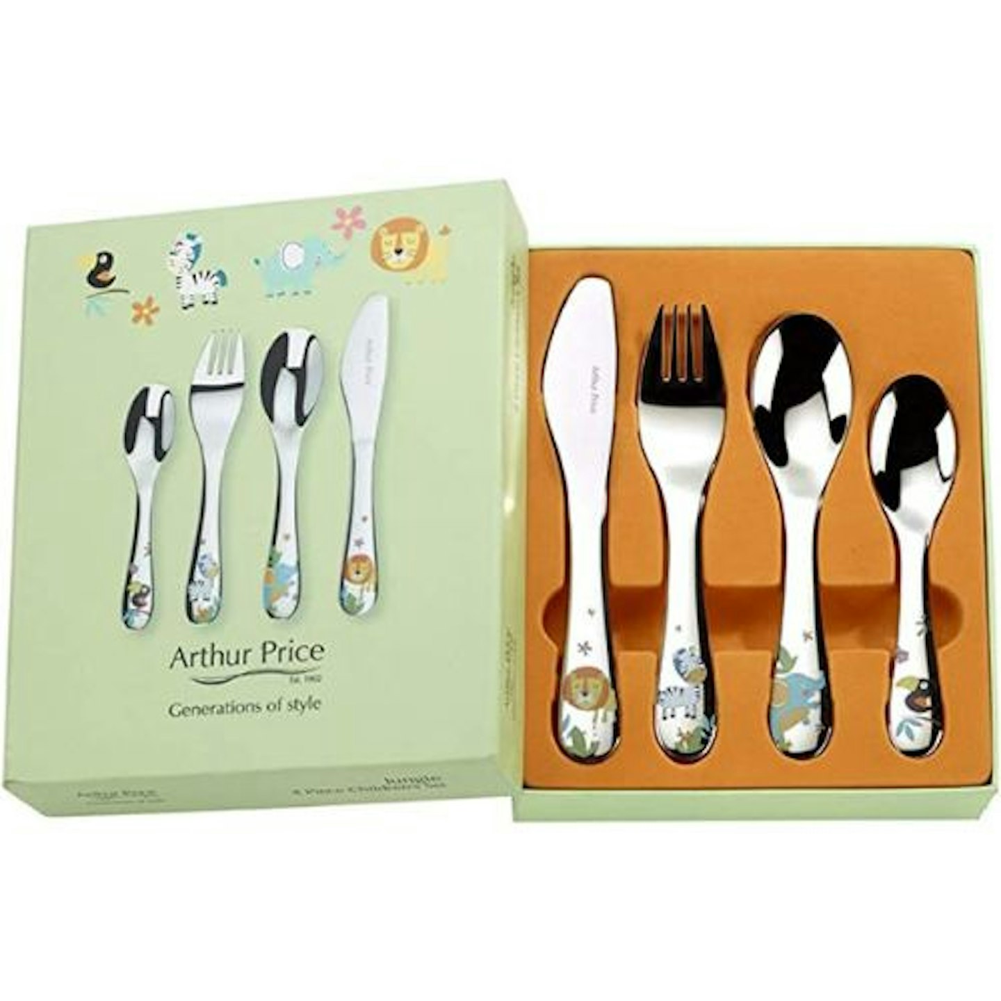 ARTHUR PRICE - Jungle stainless steel children's 4-piece cutlery set