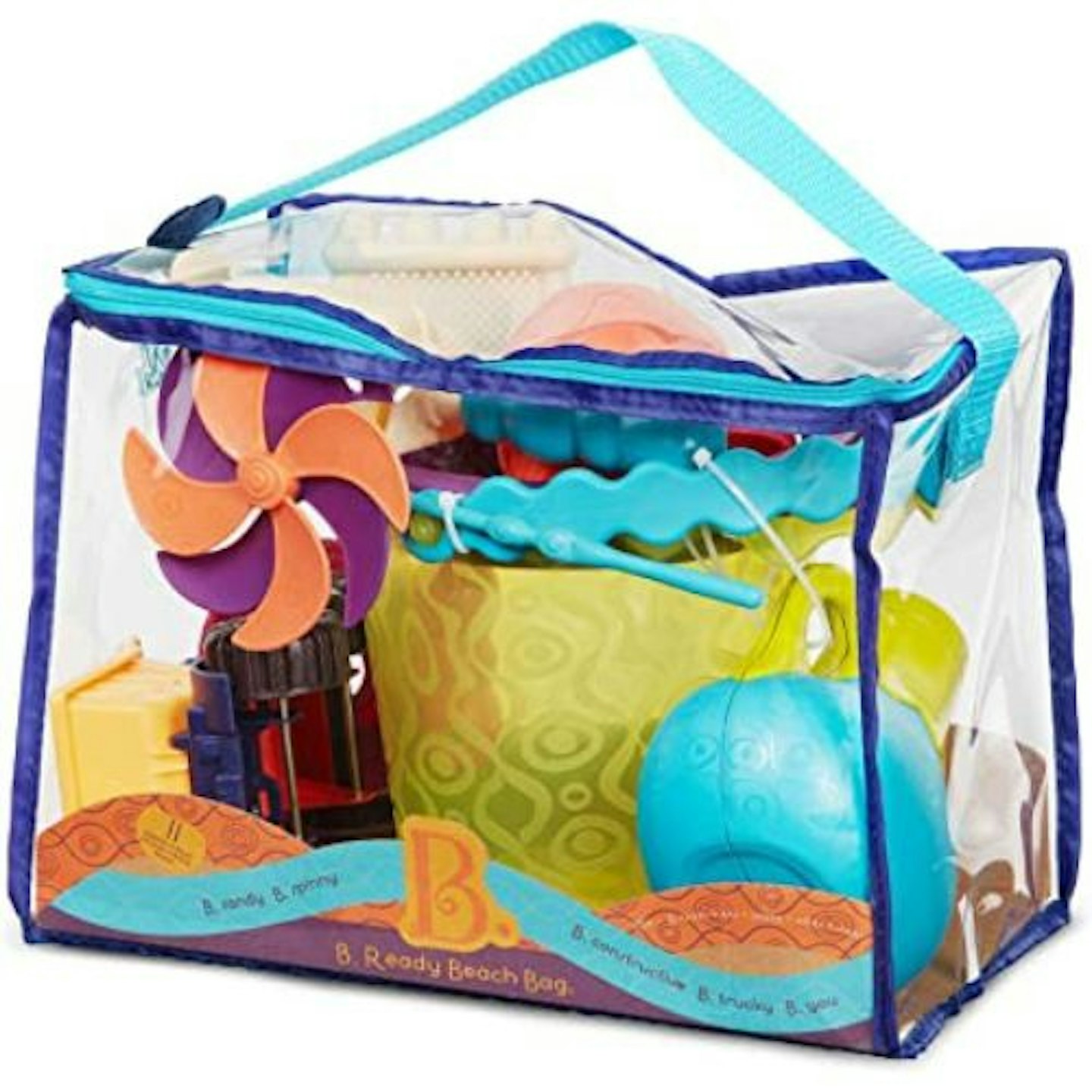 Beach Tote with Mesh Panel and 11 Funky Sand Toys