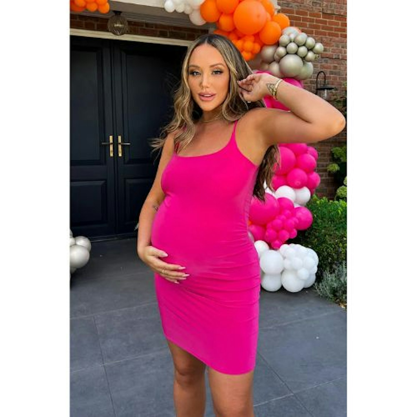 Charlotte Crosby Maternity Pink Slinky Mini Dress