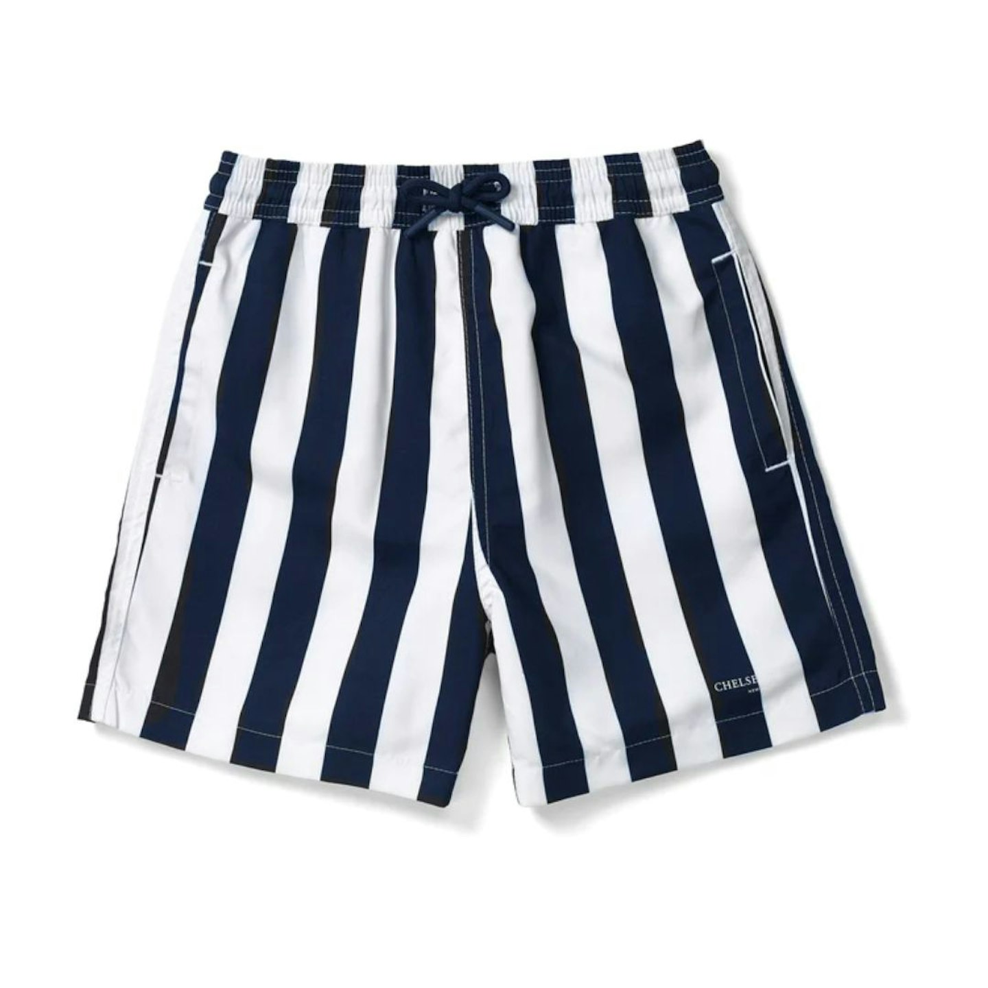 Kids Navy & White Stripe Swim Shorts