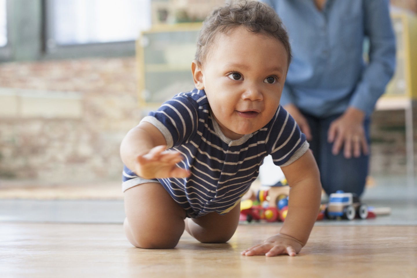 baby learning to crawl