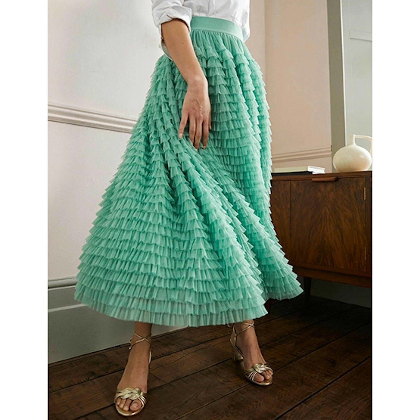 tulle midi skirt