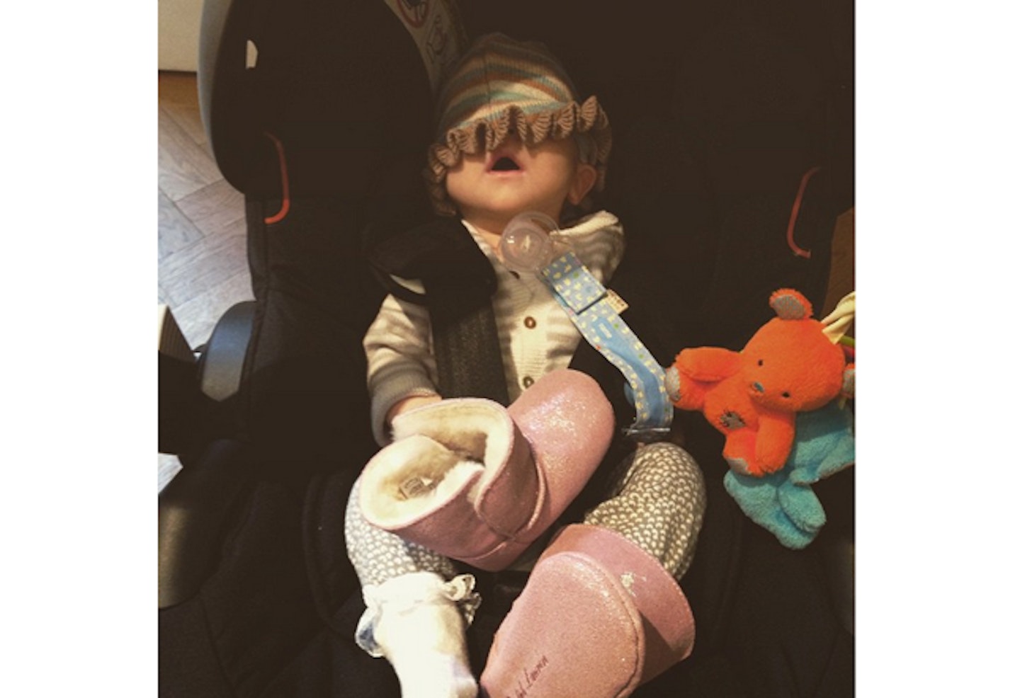 “Willow is PASSED OUT!! catchin flys! #baby #mummypost #toofunny #love”