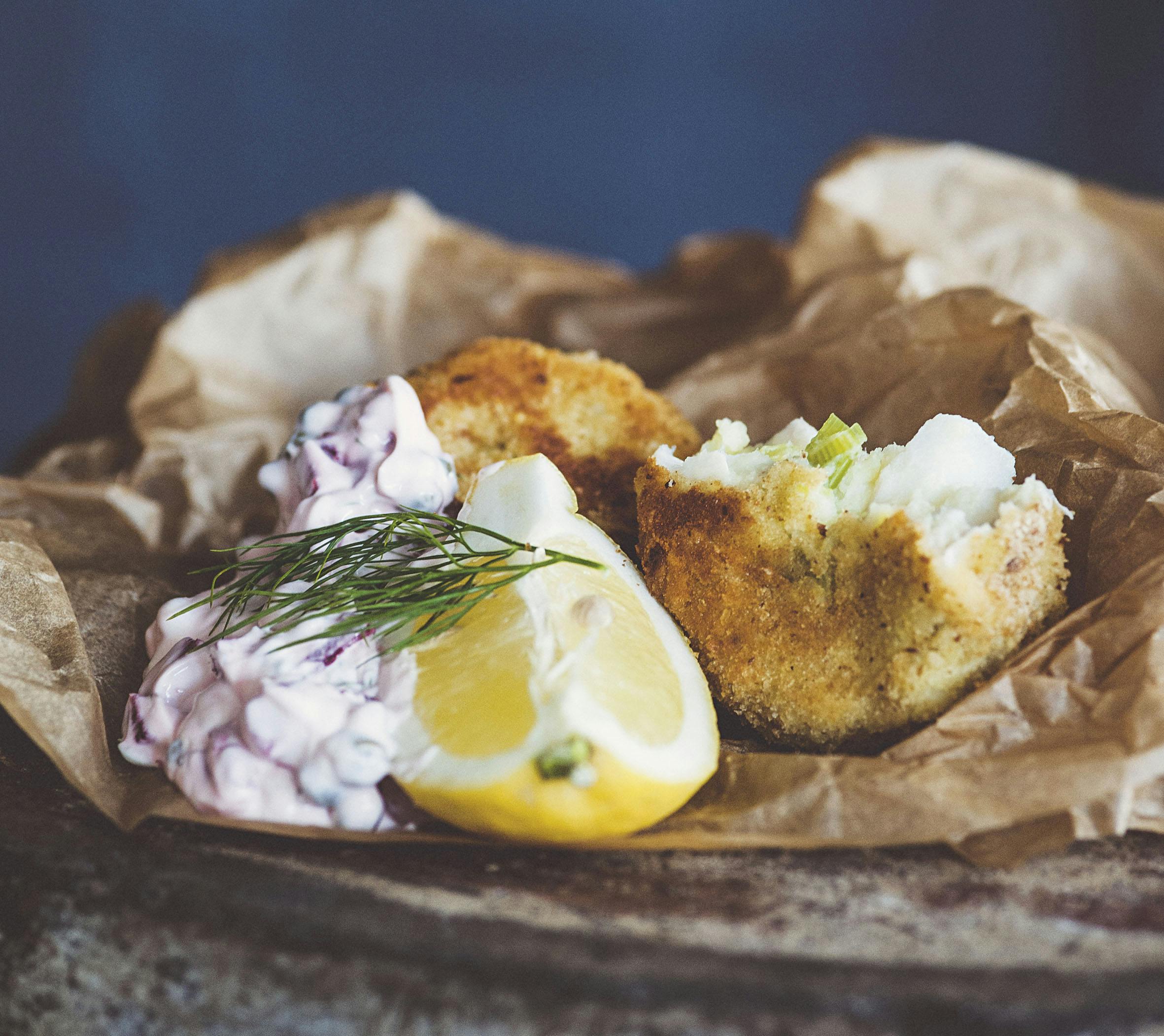 Haddock & Leek Fish Cakes With Beetroot Tartare Sauce recipe Kitchen