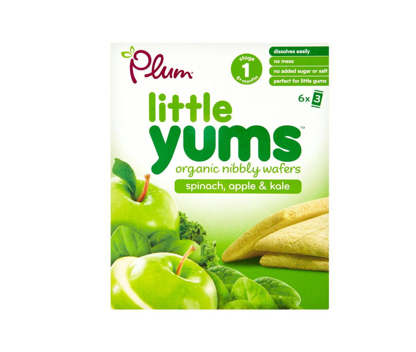 Plum Little Yums Spinach, Apple u0026 Kale Wafers, £2.49