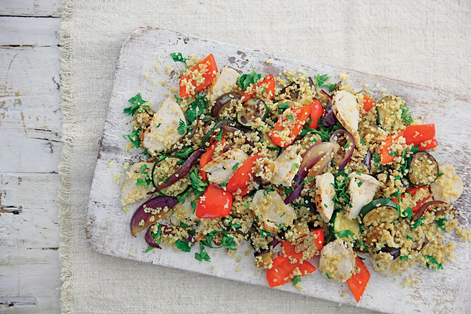 Warm Chicken, Med Veg And Bulgar Wheat Salad Family Life Mother & Baby