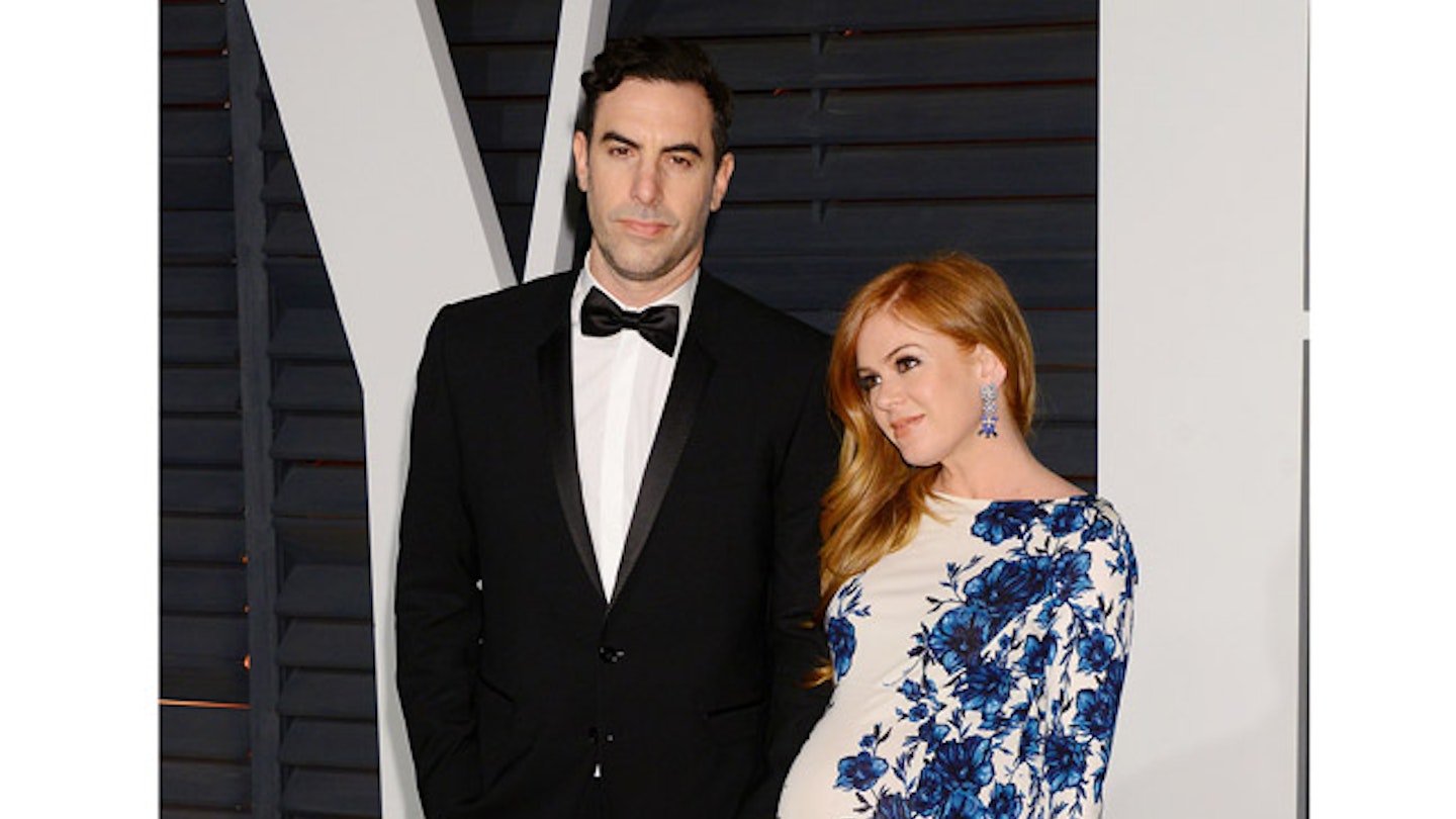 Pregnant Isla and Sacha at the Vanity Fair Oscars Party 2015