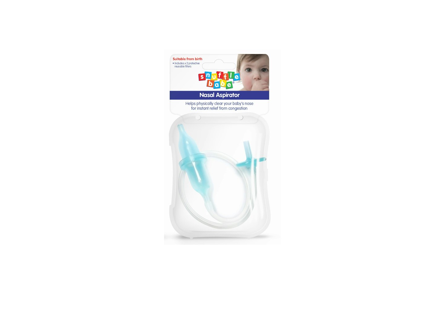 The device works by helping you suck the mucus out of your baby’s nose to ease his congestion. No, don’t worry, you don’t have to eat your baby’s bogies. There’s a clever filter that means you insert the tube into your baby’s nose, and suck, without gett
