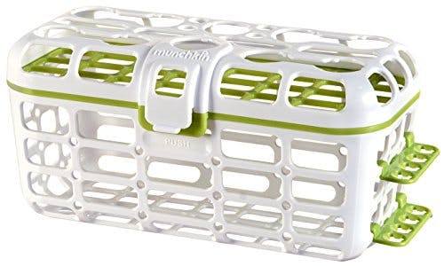 Dishwasher basket store for bottle parts