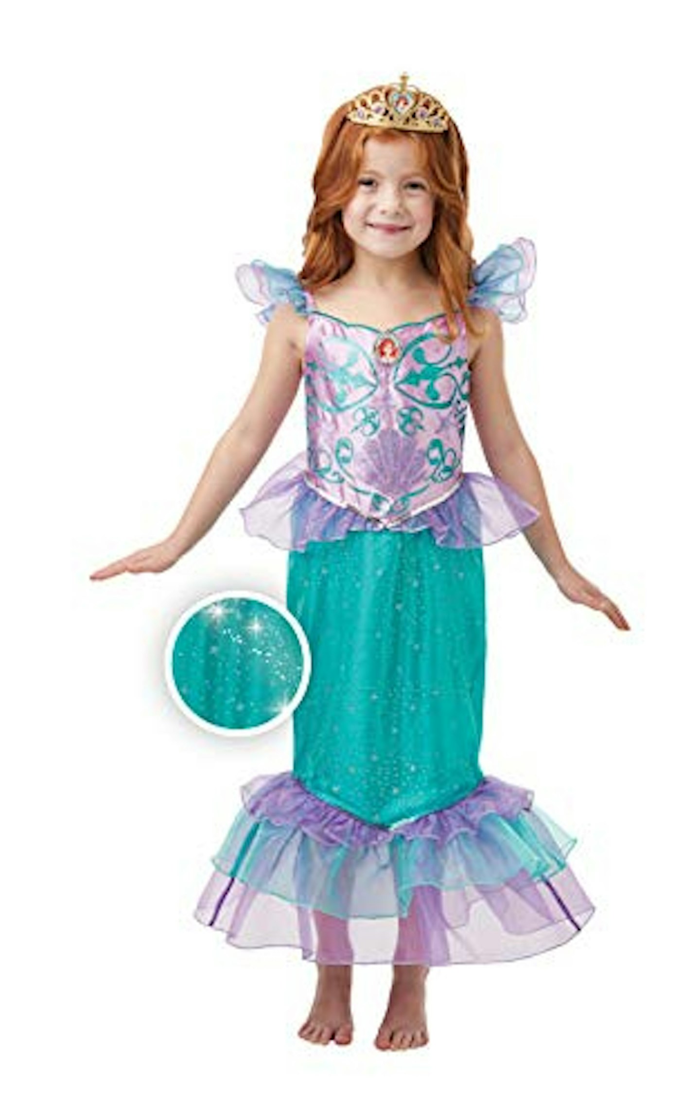Rubieu0026#039;s Official Disney Princess Ariel Mermaid Glitter and Sparkle Girls Costume