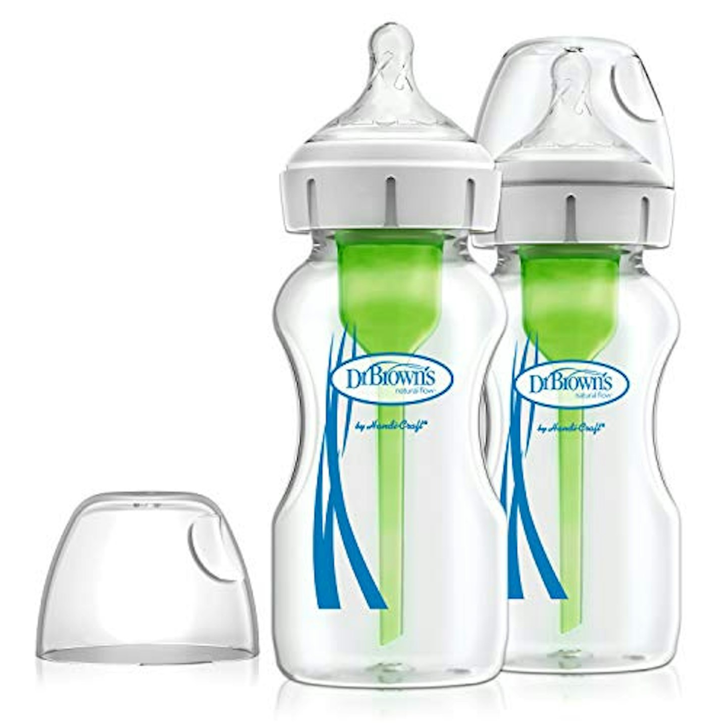 Dr Brownu0026#039;s Options+ Anti-Colic Wide Neck Baby Bottle, 270ml Glass (Twin Pack)