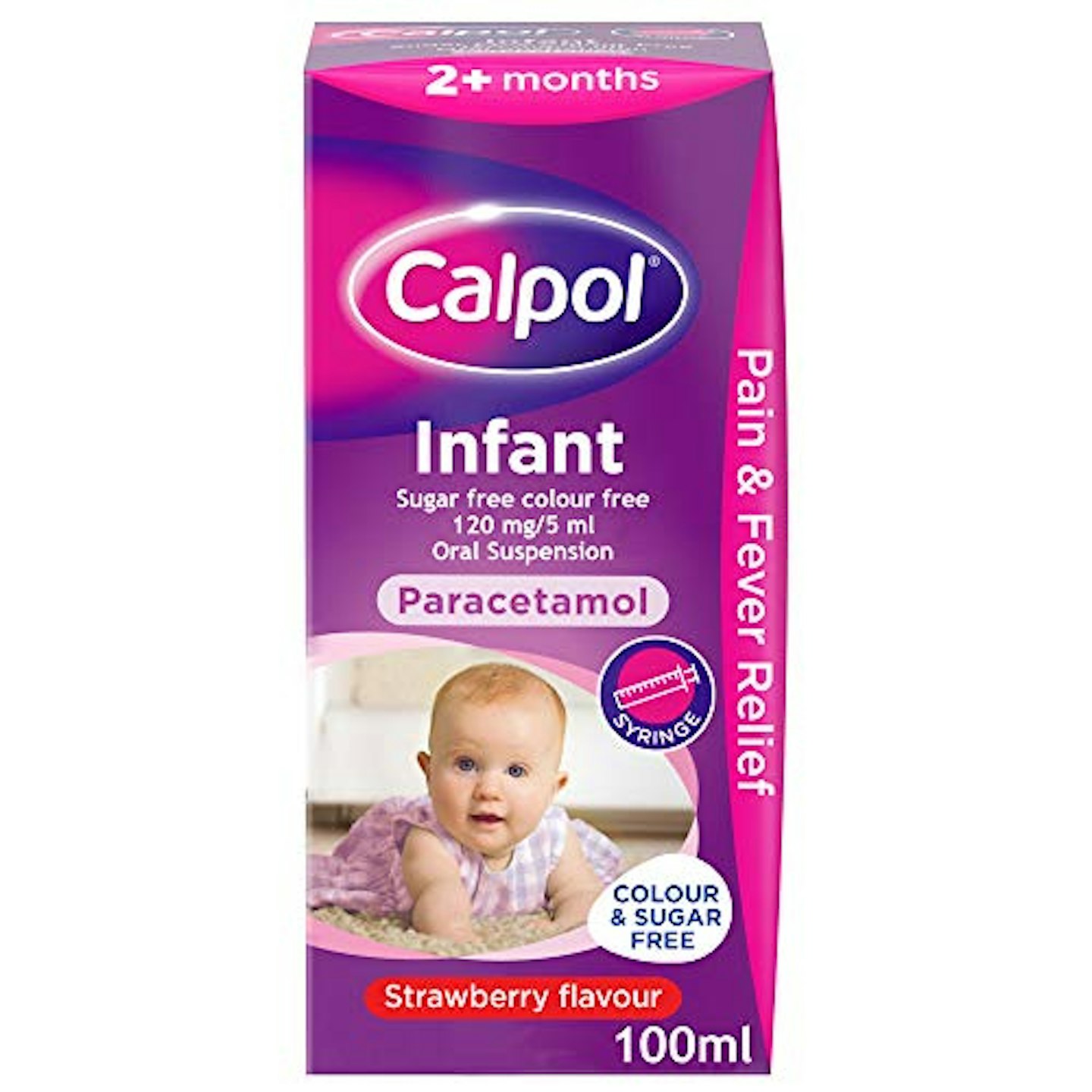 Calpol Sugar Free Infant Suspension Medication - 100ml - Strawberry Flavour