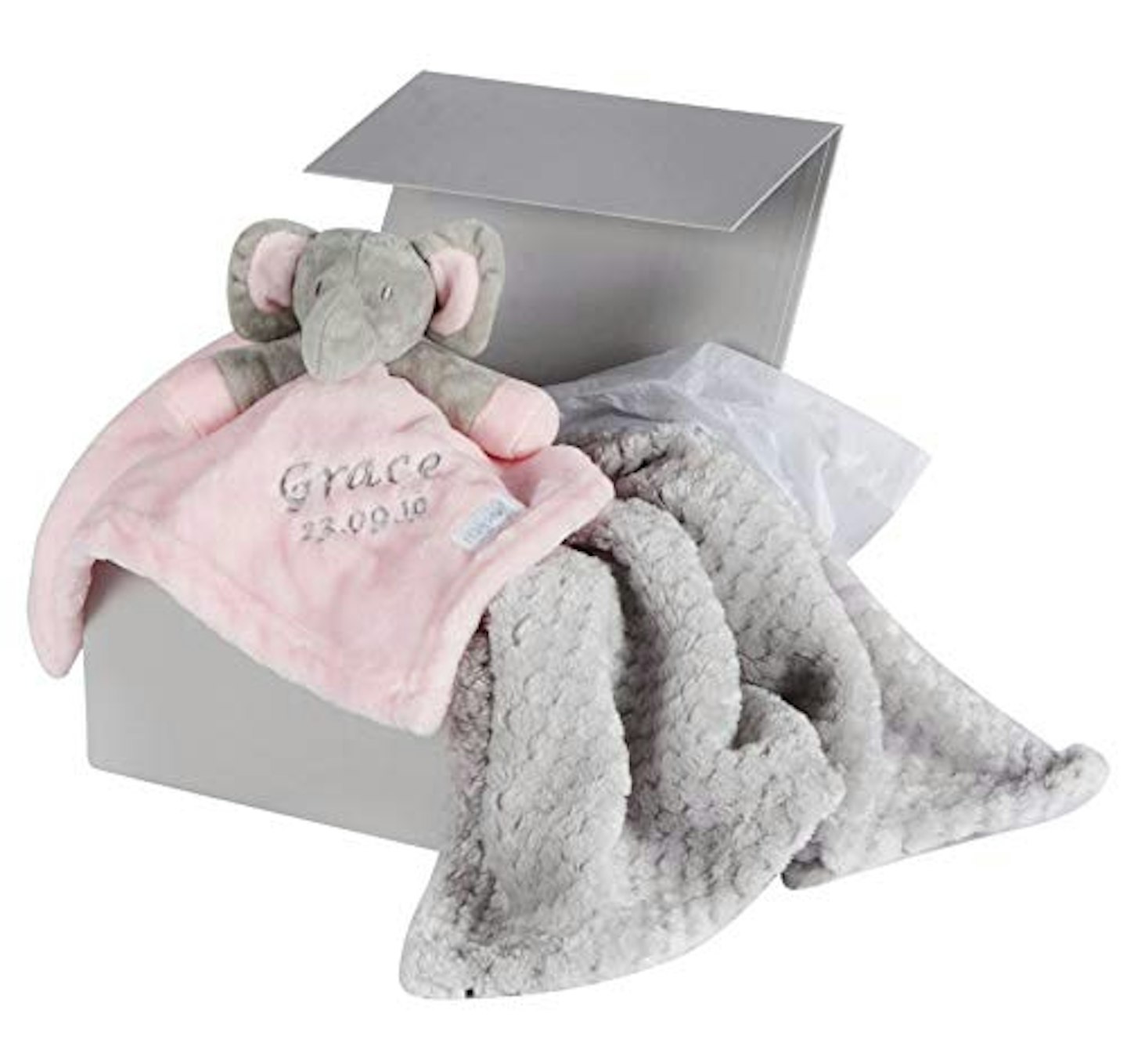 Embroidered Baby Elephant Comforter and Blanket Gift Set