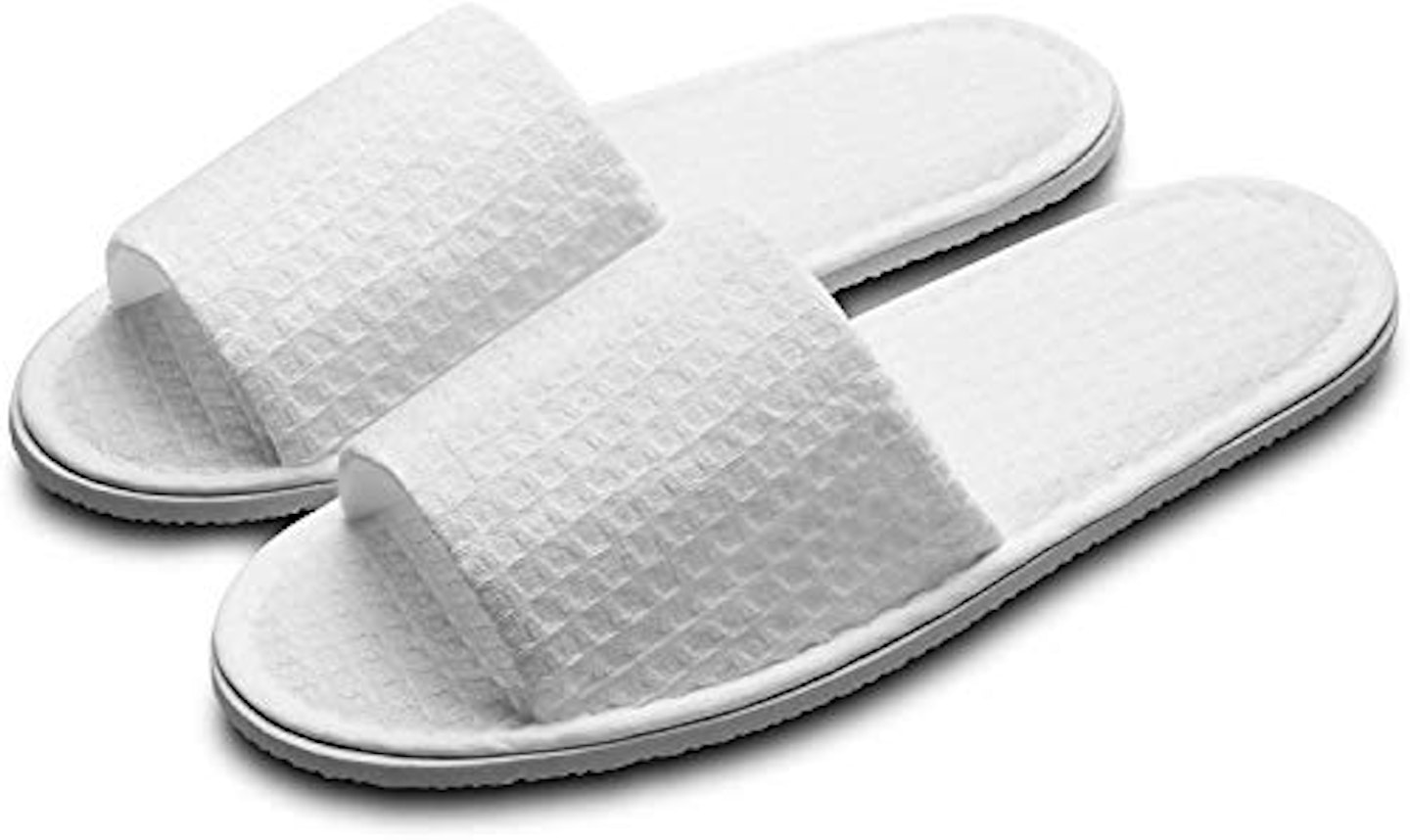 5 Pairs of Waffle Open Toe White Spa Slippers