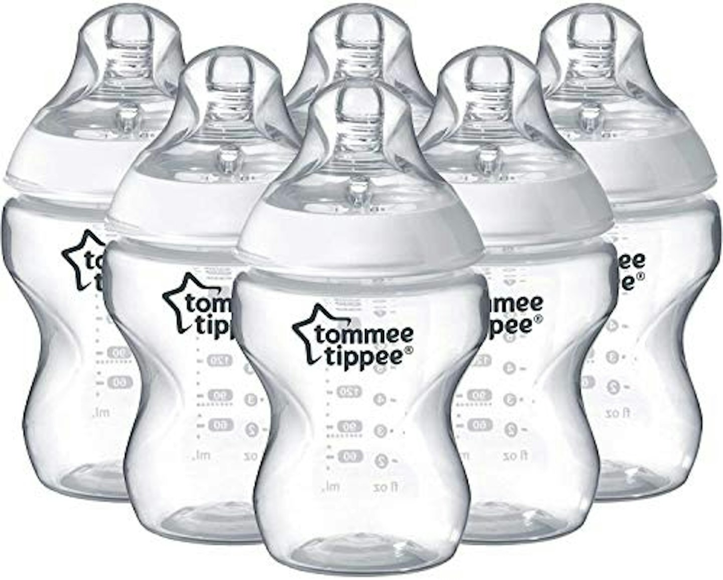 Tommee Tippee Closer to Nature Clear Bottles, 260 ml, 6 Count