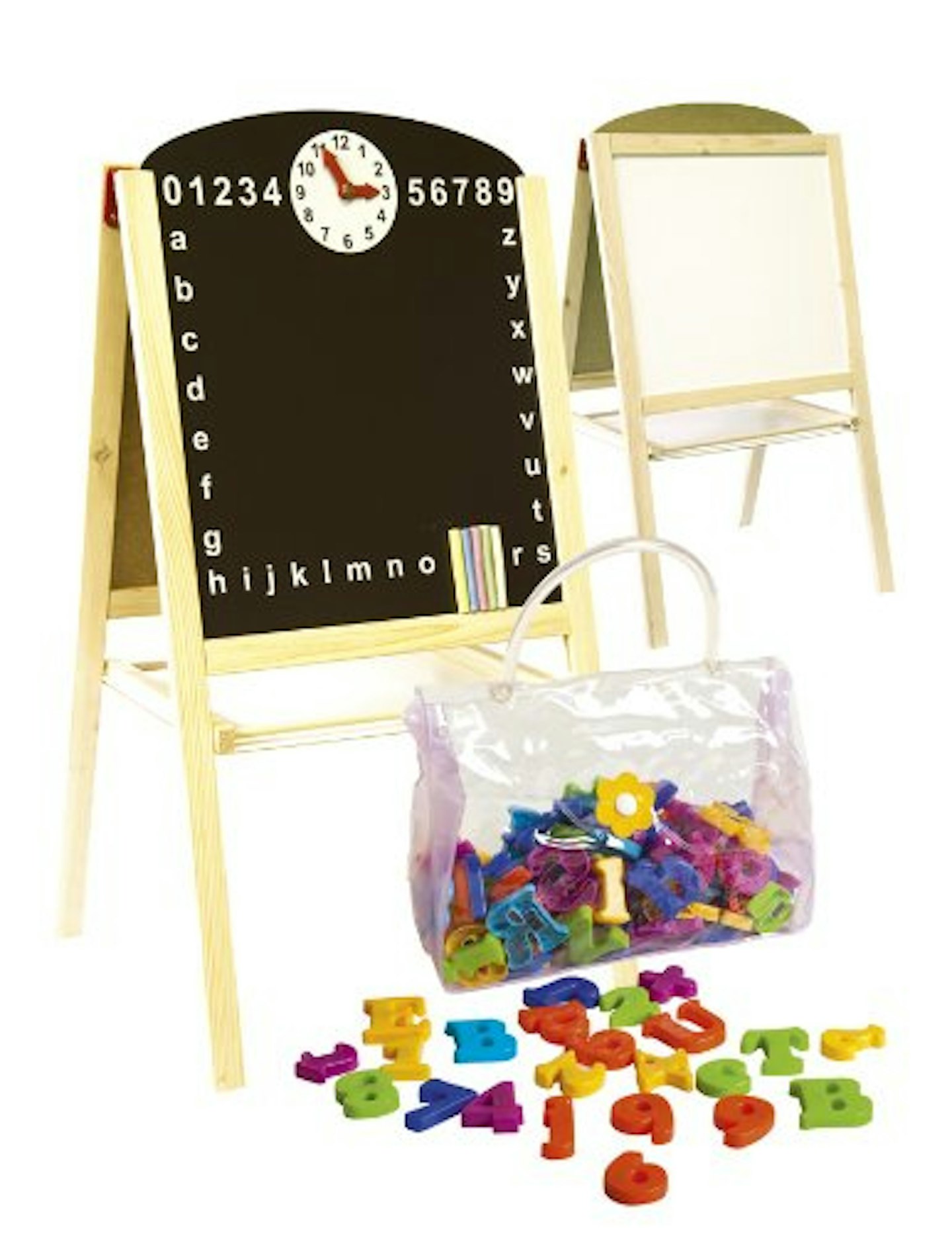 Childrenu0026#039;s Wooden Double-Sided Easel with Clock