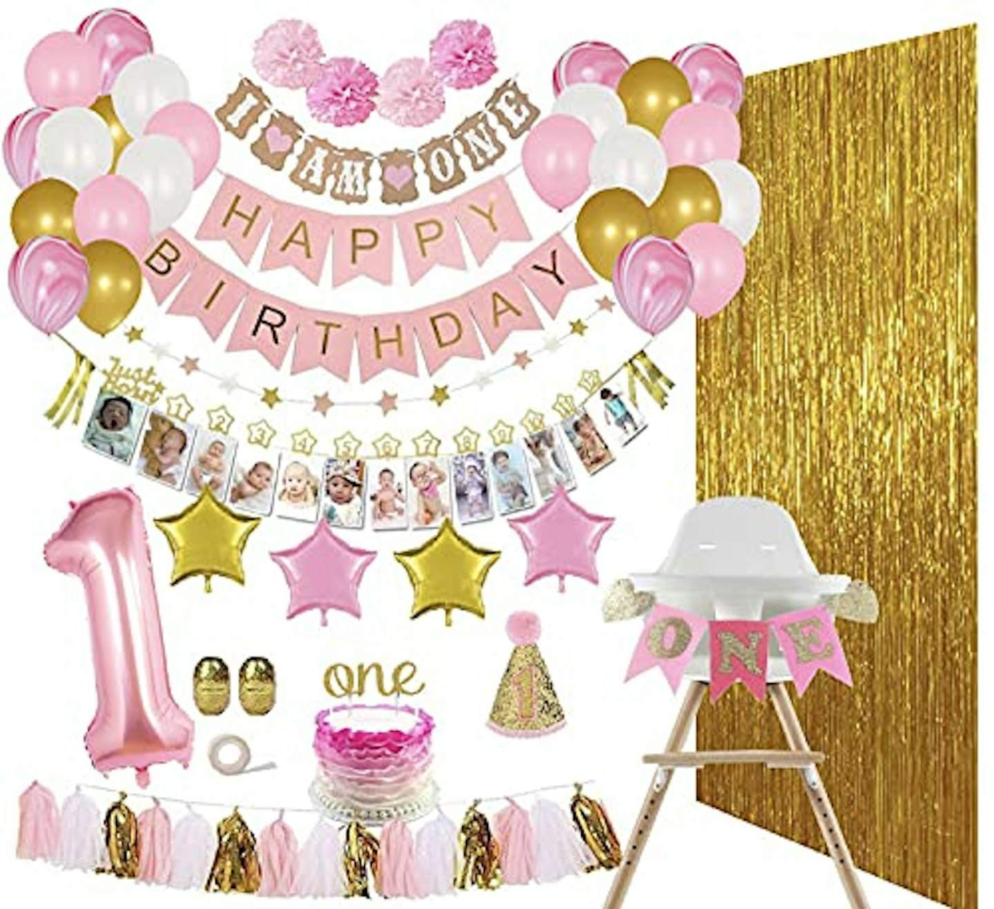 ReignDrop One Year Party Supplies in Pink