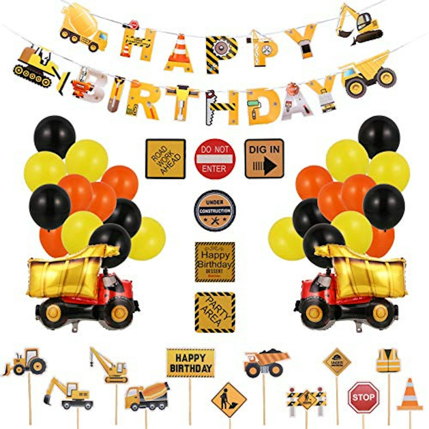 Popuppe Construction Birthday Supplies Sets with 48 Pieces