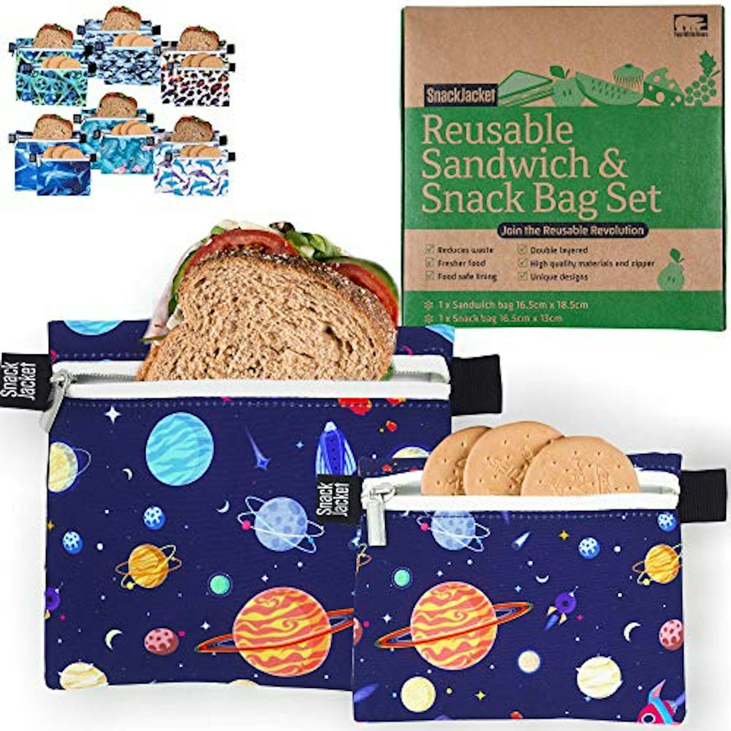 SnackJacket Reusable Sandwich u0026amp; Snack Bags