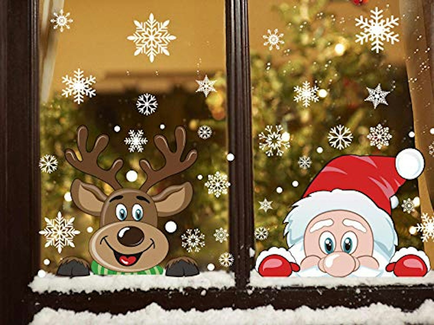Peeping Santa and Rudolph Christmas Window Decoration