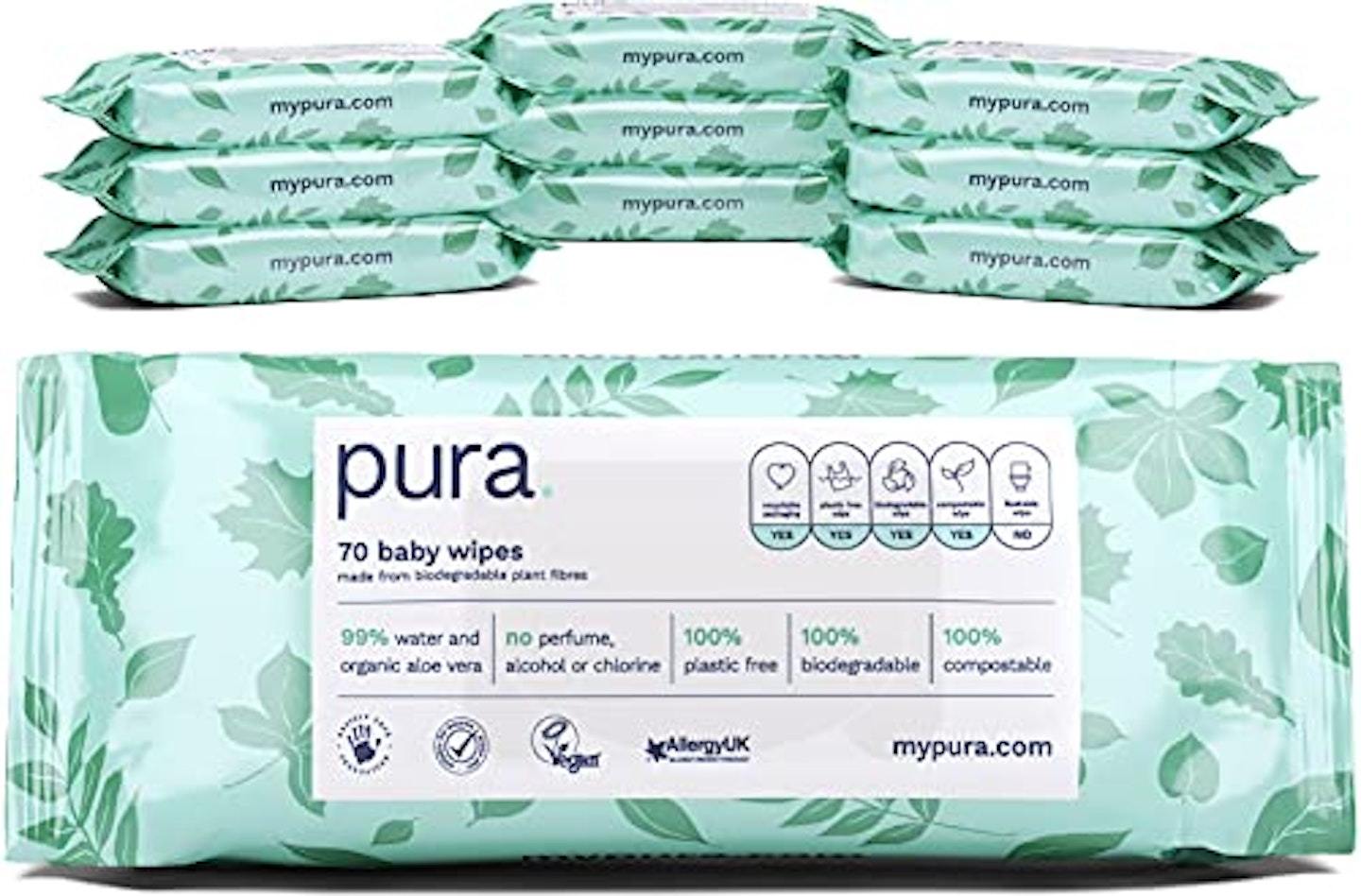 Pura Baby Wipes (10 Packs Of 70 Wipes, 700 Wipes)