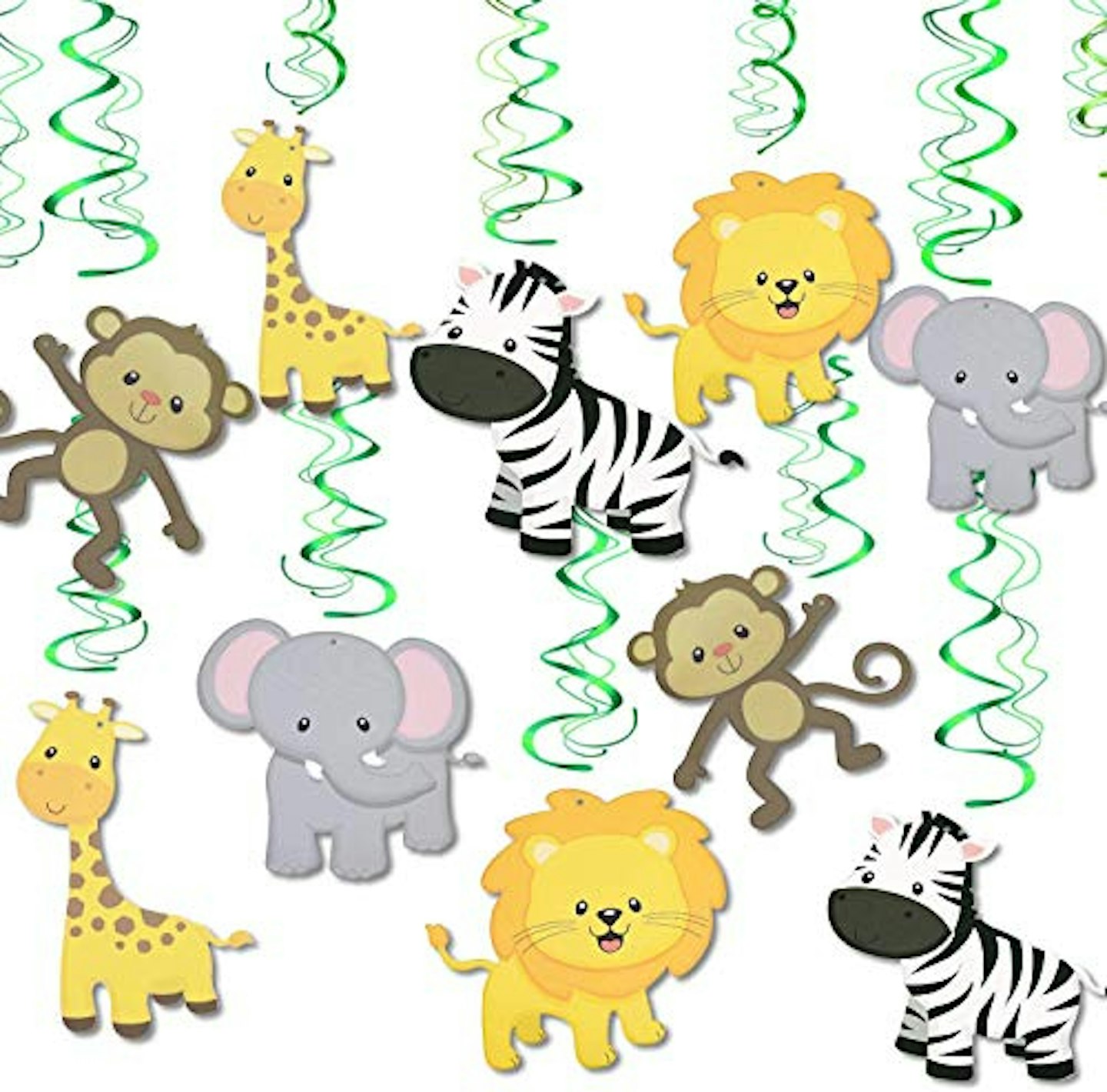 30 Pieces Jungle Animals Hanging Swirl Decorations