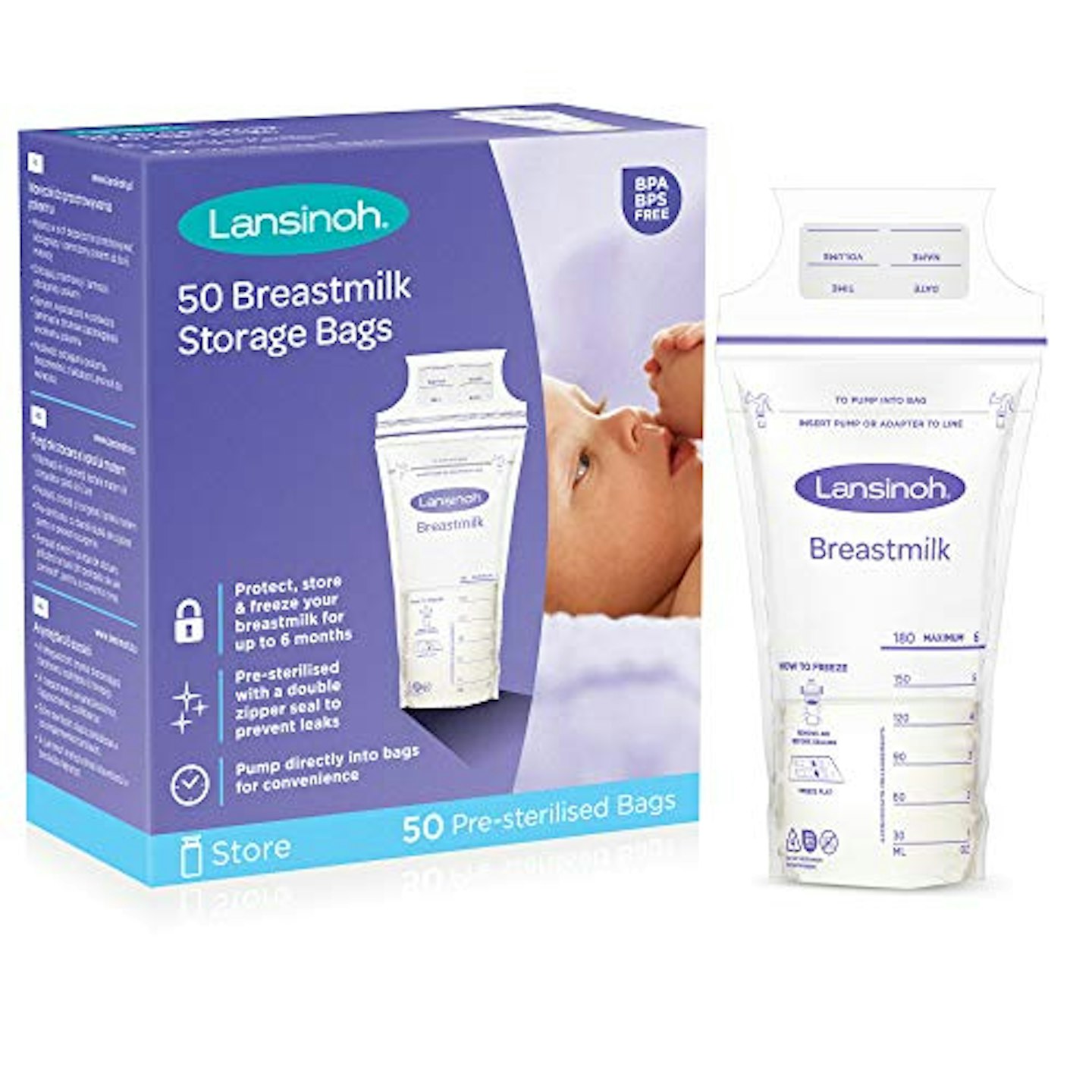 Lansinoh Breast Milk Storage Bags 50 Pack 
