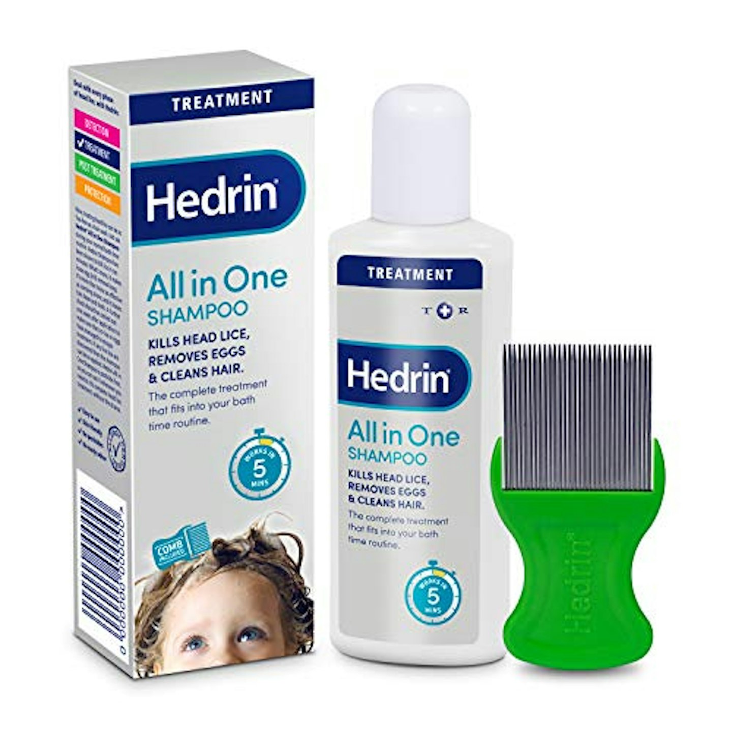 Hedrin All-in-One Shampoo, Head Lice Treatment with Nit Comb Included