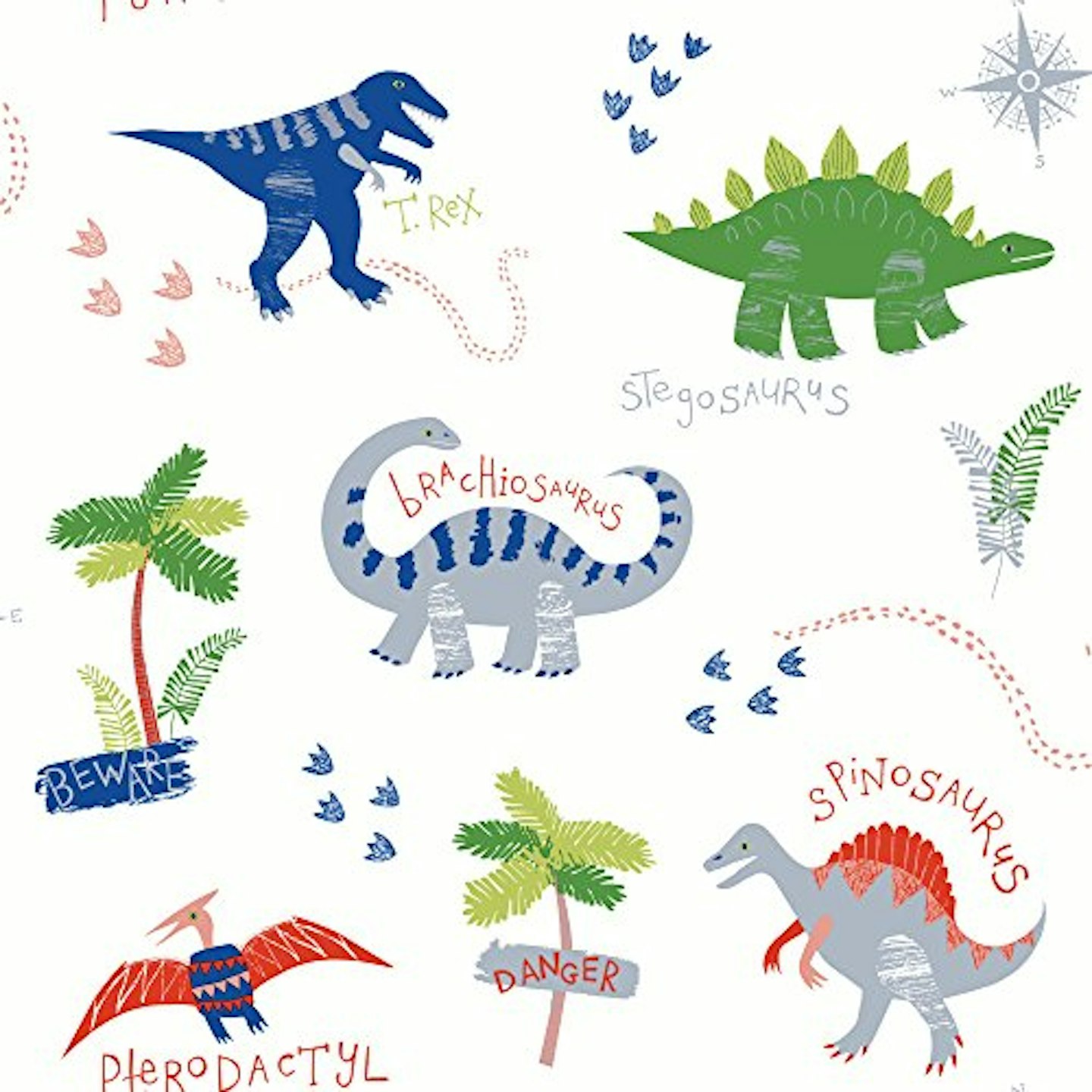 Arthouse Dino Doodles Multi Wallpaper