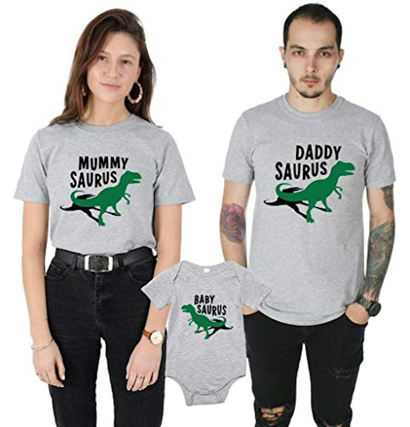 Sanfran Daddysaurus, MummySaurus, and Babysaurus Matching Tops