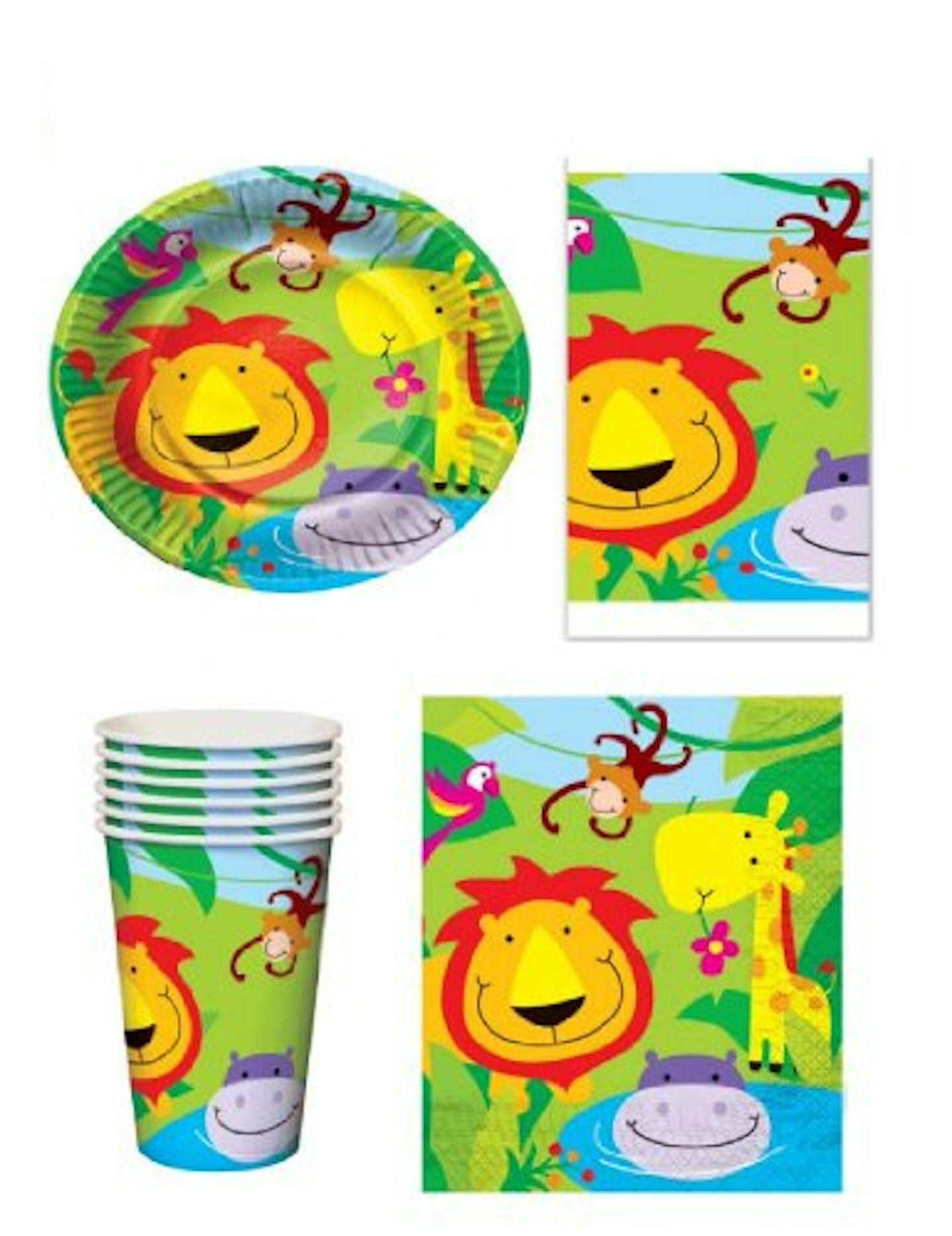 Jungle Animal 16 Place Settings party pack