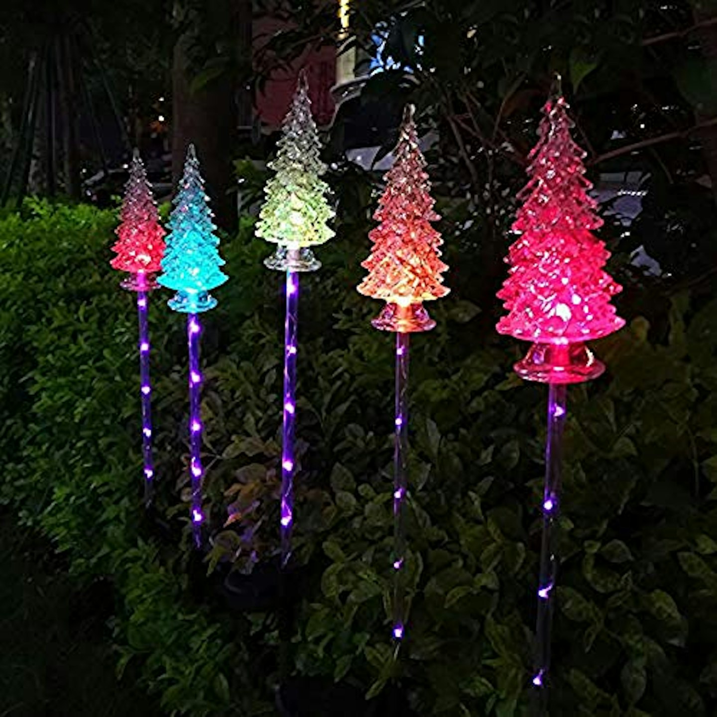 2 Solar Crystal Christmas Tree Stake Lights
