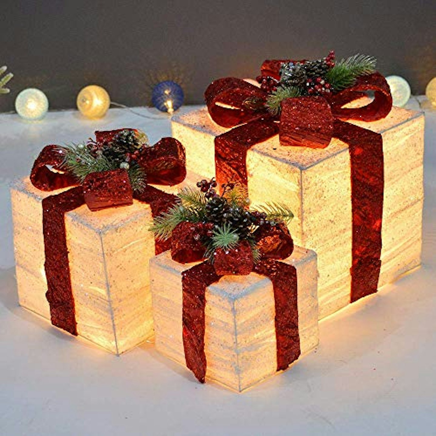 3 LED Light Up Decorative Gift Boxes