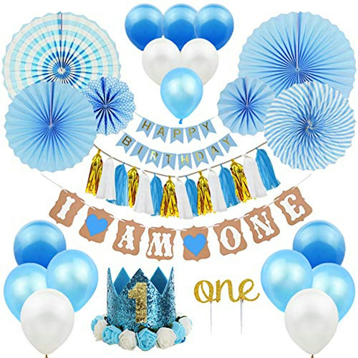 ZNZ 1st Birthday Decorations in Blue