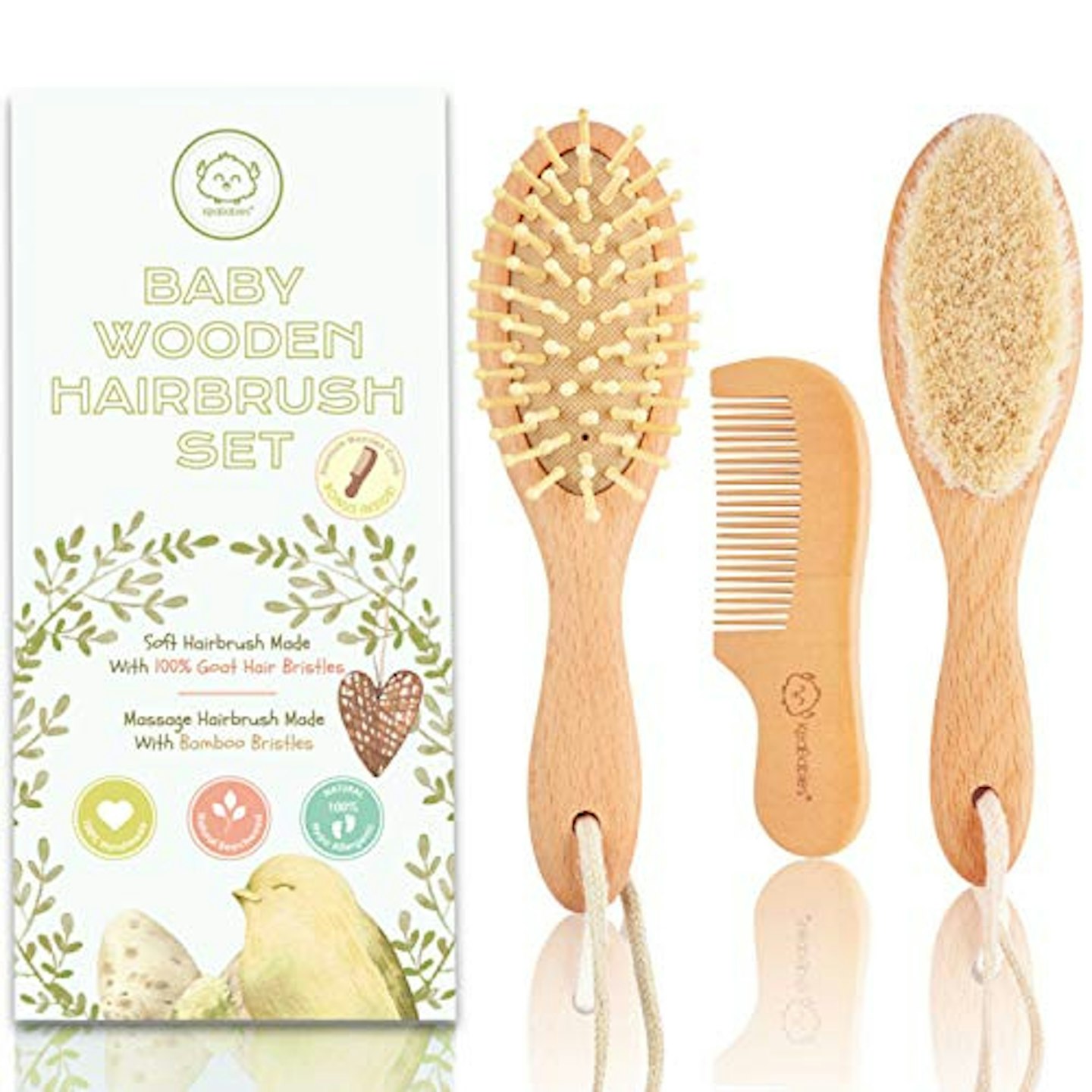 Baby Wooden Hair Brush And Comb Set