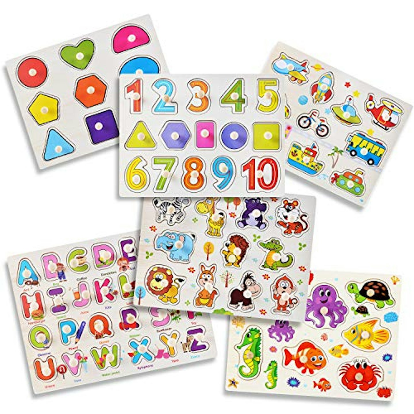 Playcrate 6 Pack Wooden Learning Puzzles