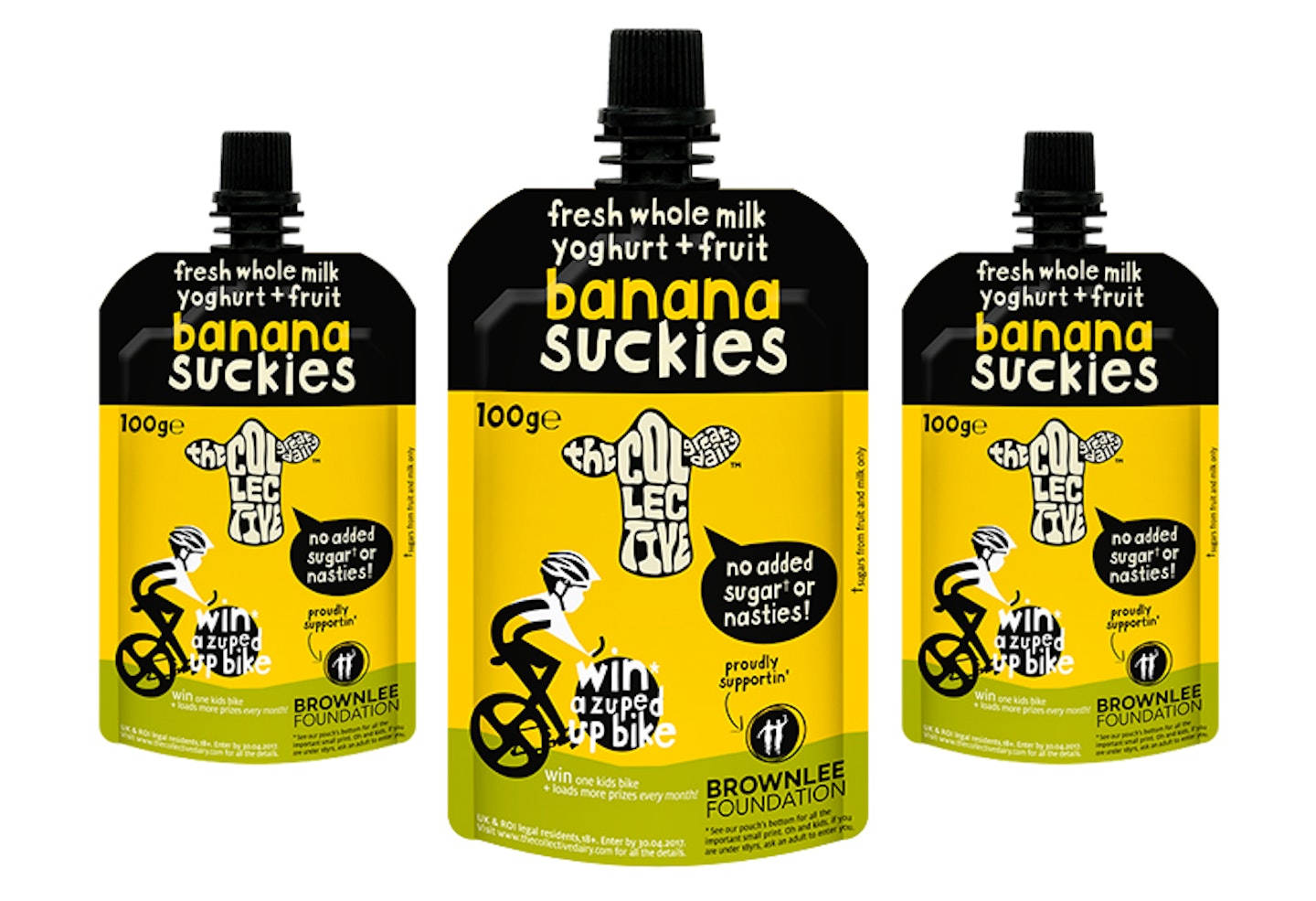 Banana suckies pouches, 79p per 100g pouch, available from Waitrose and Ocado (thecollectivedairy.co.uk)