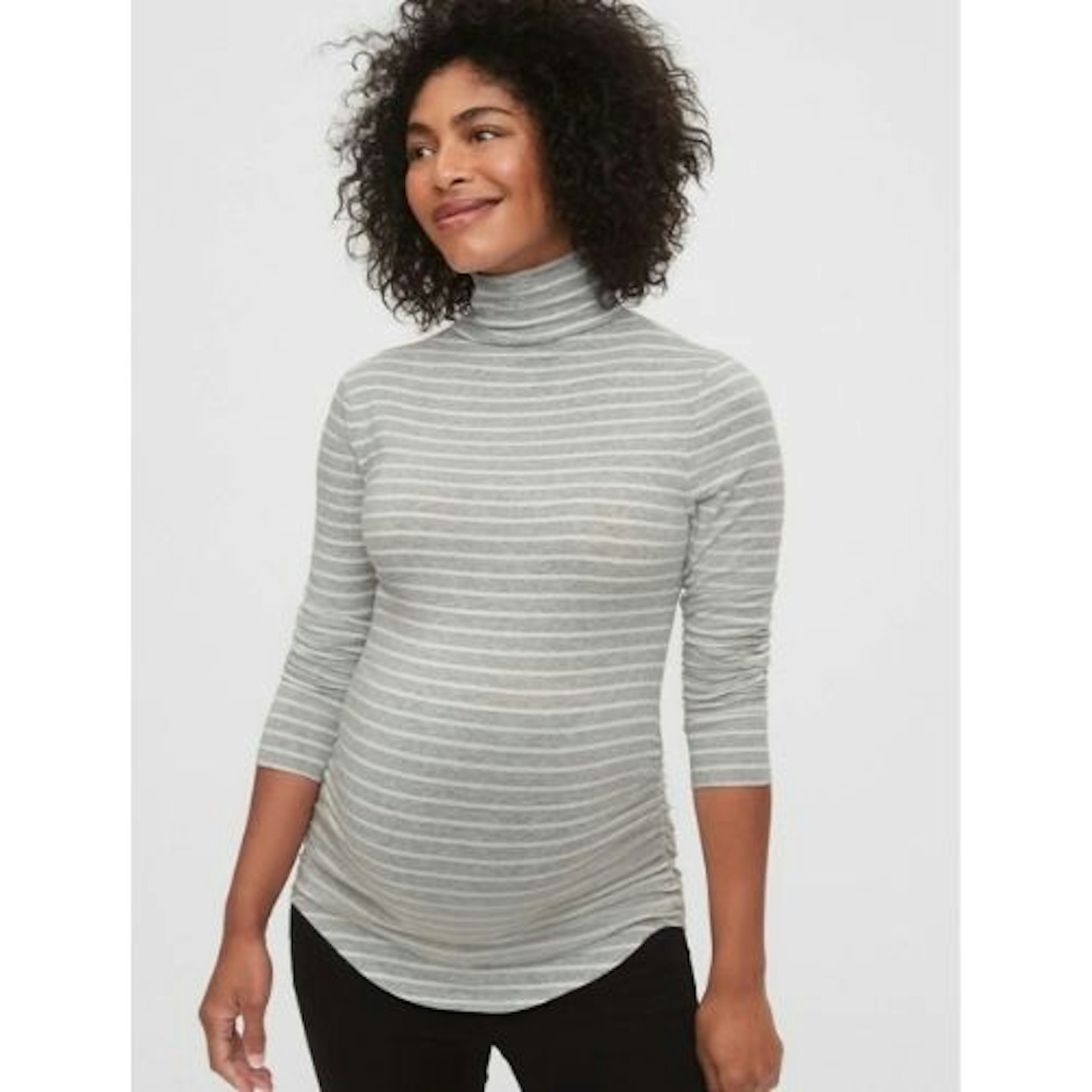 Maternity funnel-neck feather T-shirt